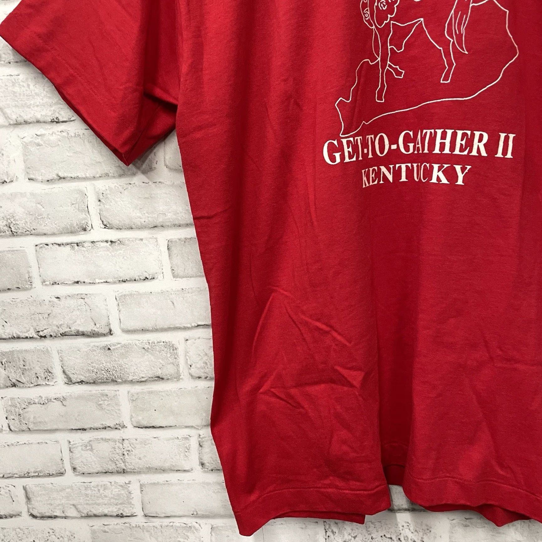 Fruit Of The Loom VINTAGE Get-To-Gather II Kentucky red graphic Tee Mens XL USA T-Shirt Size US XL / EU 56 / 4 - 3 Thumbnail