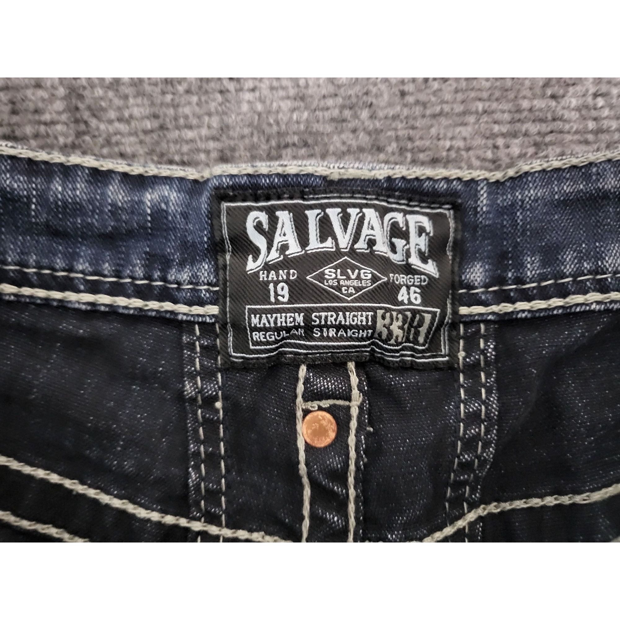 Salvage Salvage Mayhem Buckle Jeans Men Sz 33R Straight SLVG 23-460 Size US 33 - 5 Thumbnail