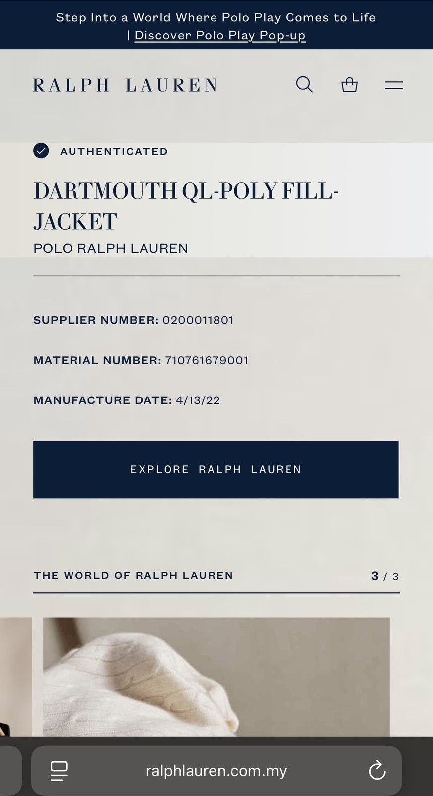 Polo Ralph Lauren Polo Ralph Lauren Dartmouth QL polyfill jacket Size US XS / EU 42 / 0 - 12 Thumbnail