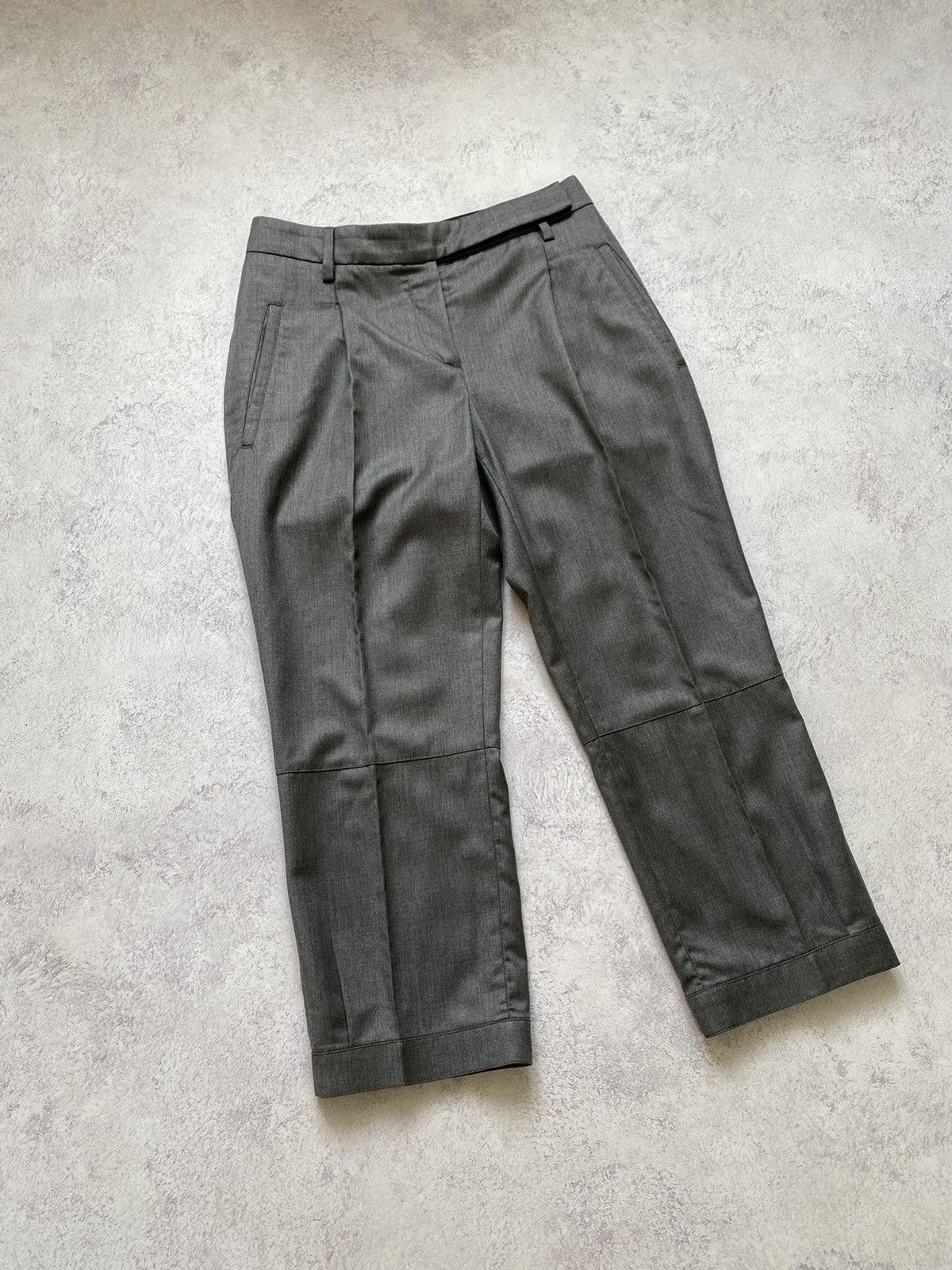 Brunello Cucinelli Gunex By Brunello Cucinelli Grey Wool Cropped Trousers Pants Size 27" / US 4 / IT 40 - 3 Thumbnail