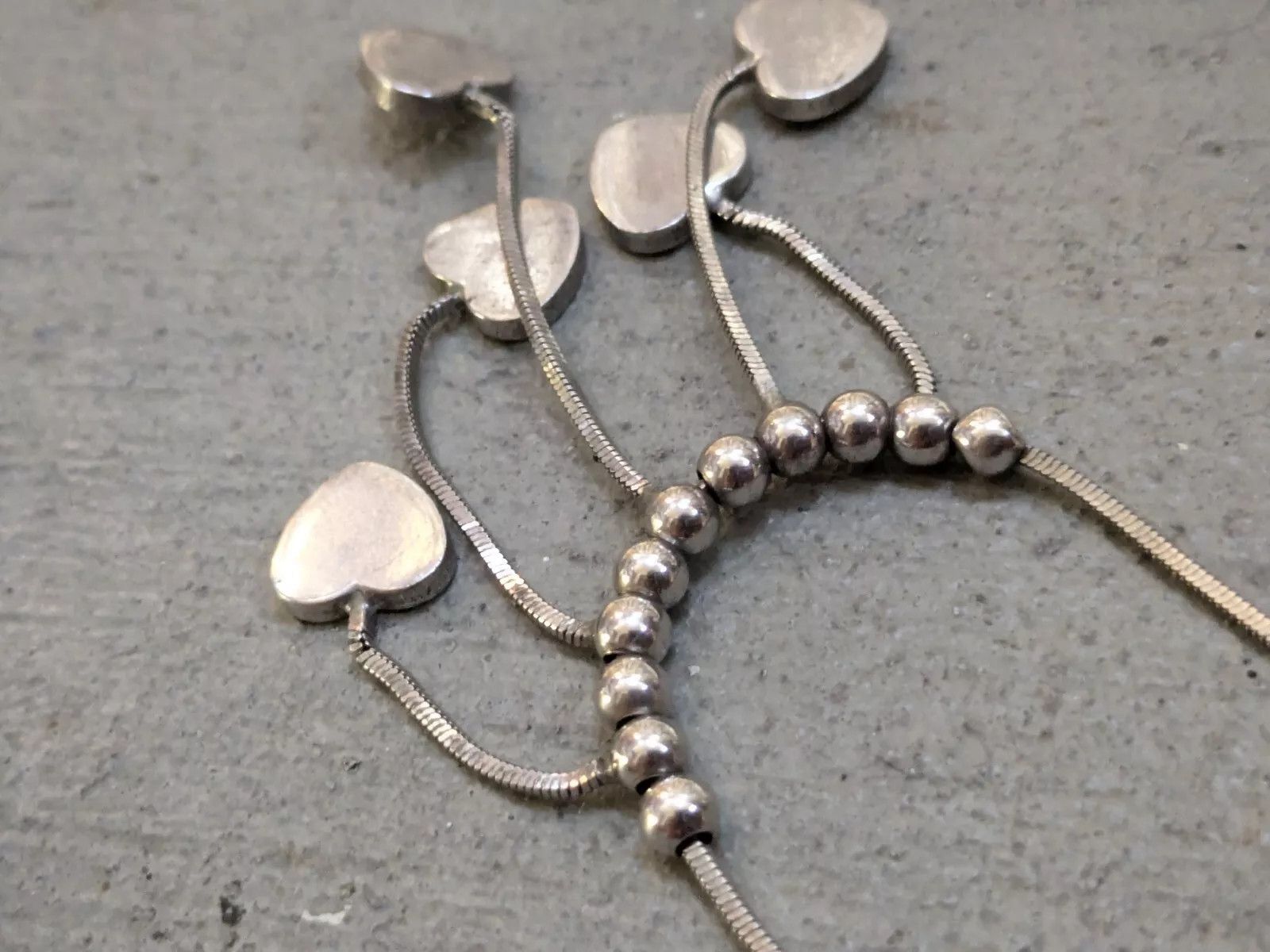 Sterling Silver Vintage Sterling Silver Necklace Hearts Chain Link 16" Y2K Size ONE SIZE - 6 Thumbnail