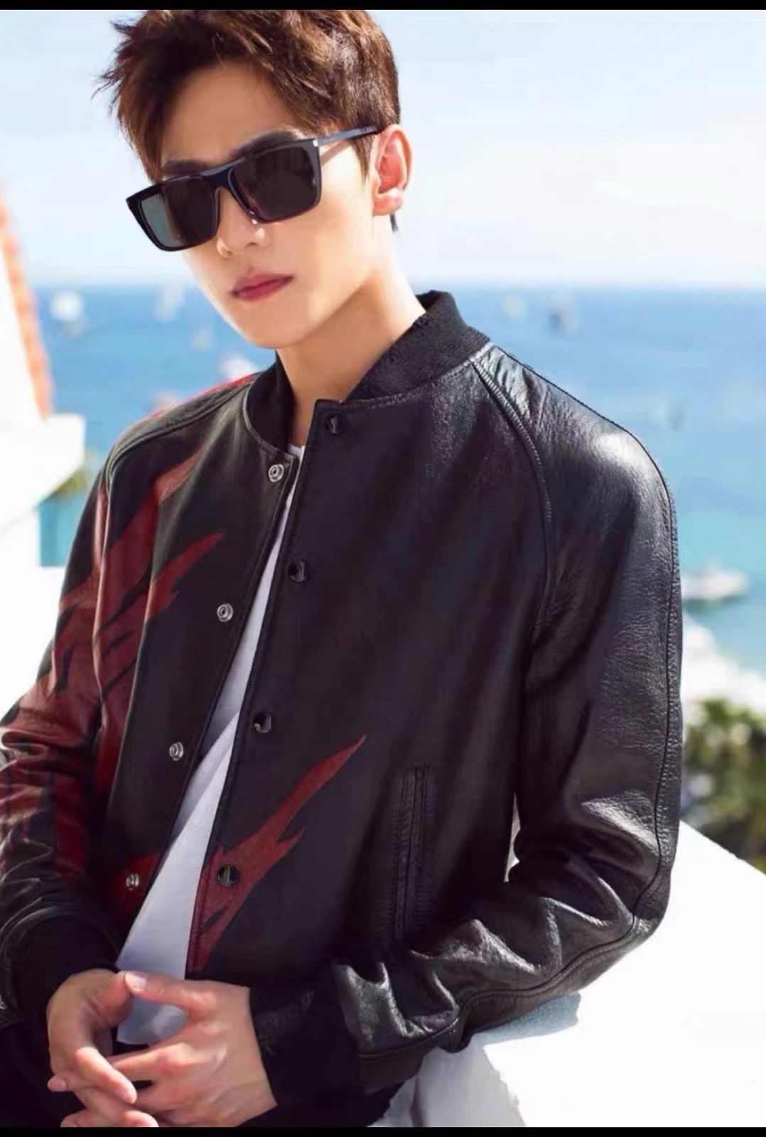 Saint Laurent Paris Saint Laurent Paris 17FW Flames Lambskin Bomber Jacket Size US S / EU 44-46 / 1 - 2 Thumbnail