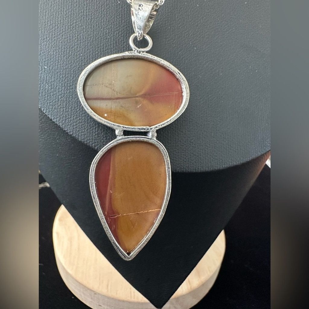 The Unbranded Brand Sterling Silver Pendant Necklace Multicolor Agate Stones Size ONE SIZE - 5 Thumbnail
