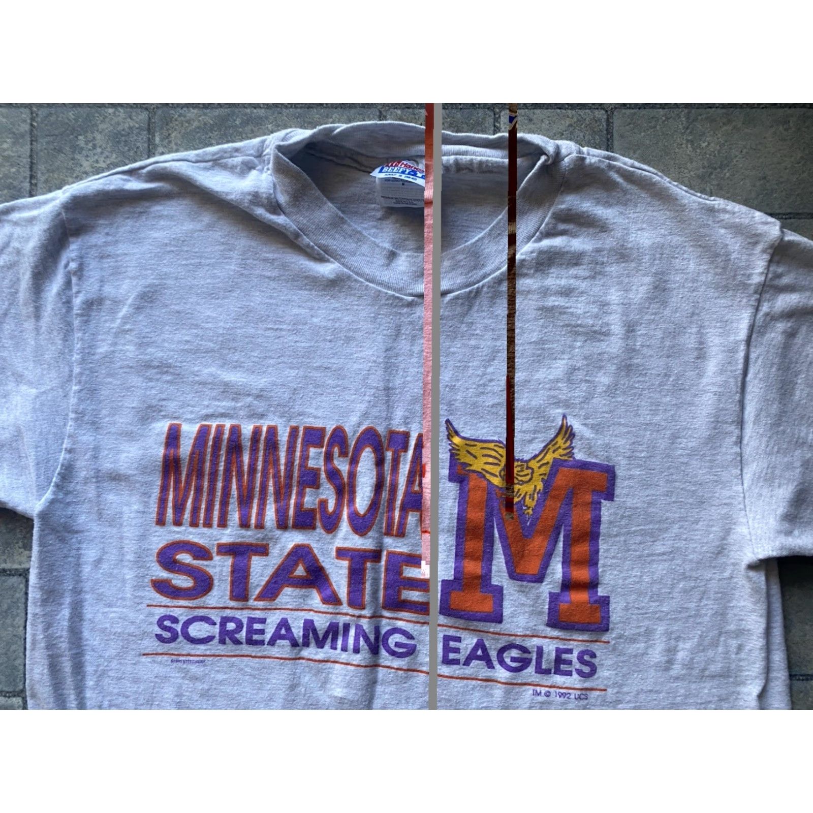 Hanes VINTAGE Hanes T-Shirt 90s Minnesota State Screaming Eagles M Gray USA Made Men Short Sleeve Shirt Size US M / EU 48-50 / 2 - 6 Thumbnail
