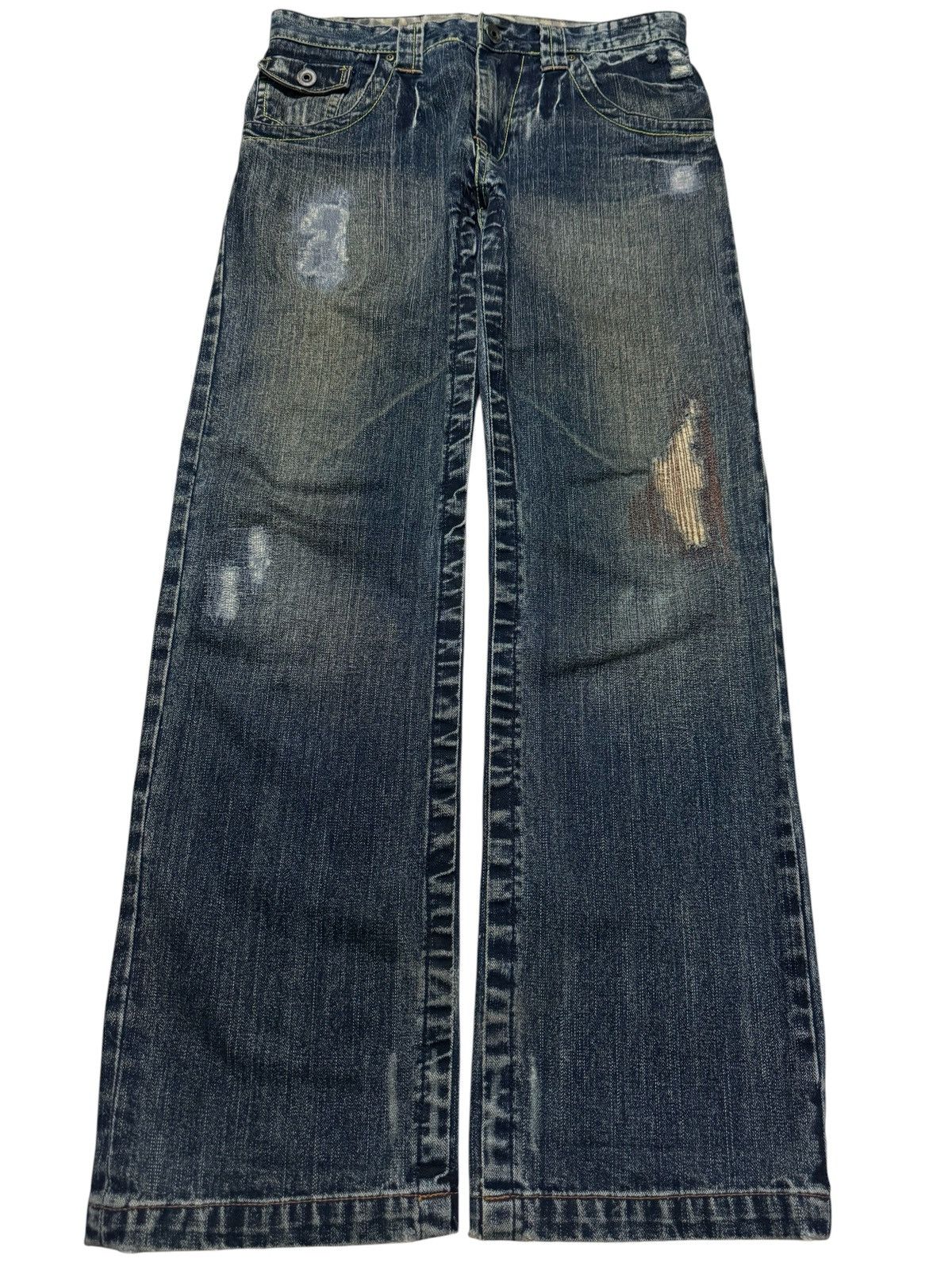 BAGGY VINTAGE 90's JAPANEDE INSANE MUDWASH DISTRESS RIPPED