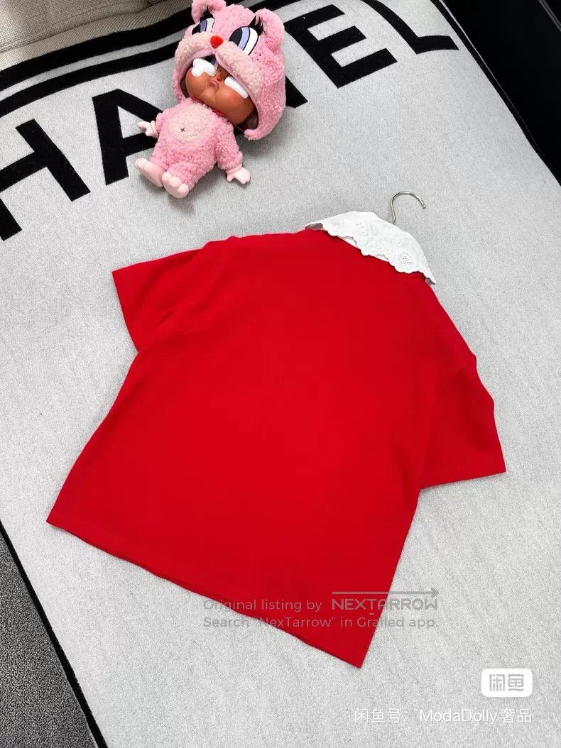 Valentino Valentino Red patchwork lace doll collar top Size M / US 6-8 / IT 42-44 - 2 Thumbnail