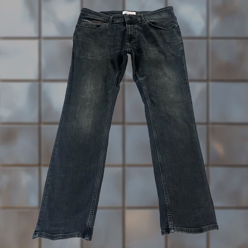 Tommy Hilfiger Tommy Hilfiger Slim Jeans Mens Dark Grey 36 32 Charcoal Wash Stretch Scanton Denim Cotton Elastane 5-Pocket Tapered Zip Fly Size US 36 / EU 52 - 1 Thumbnail