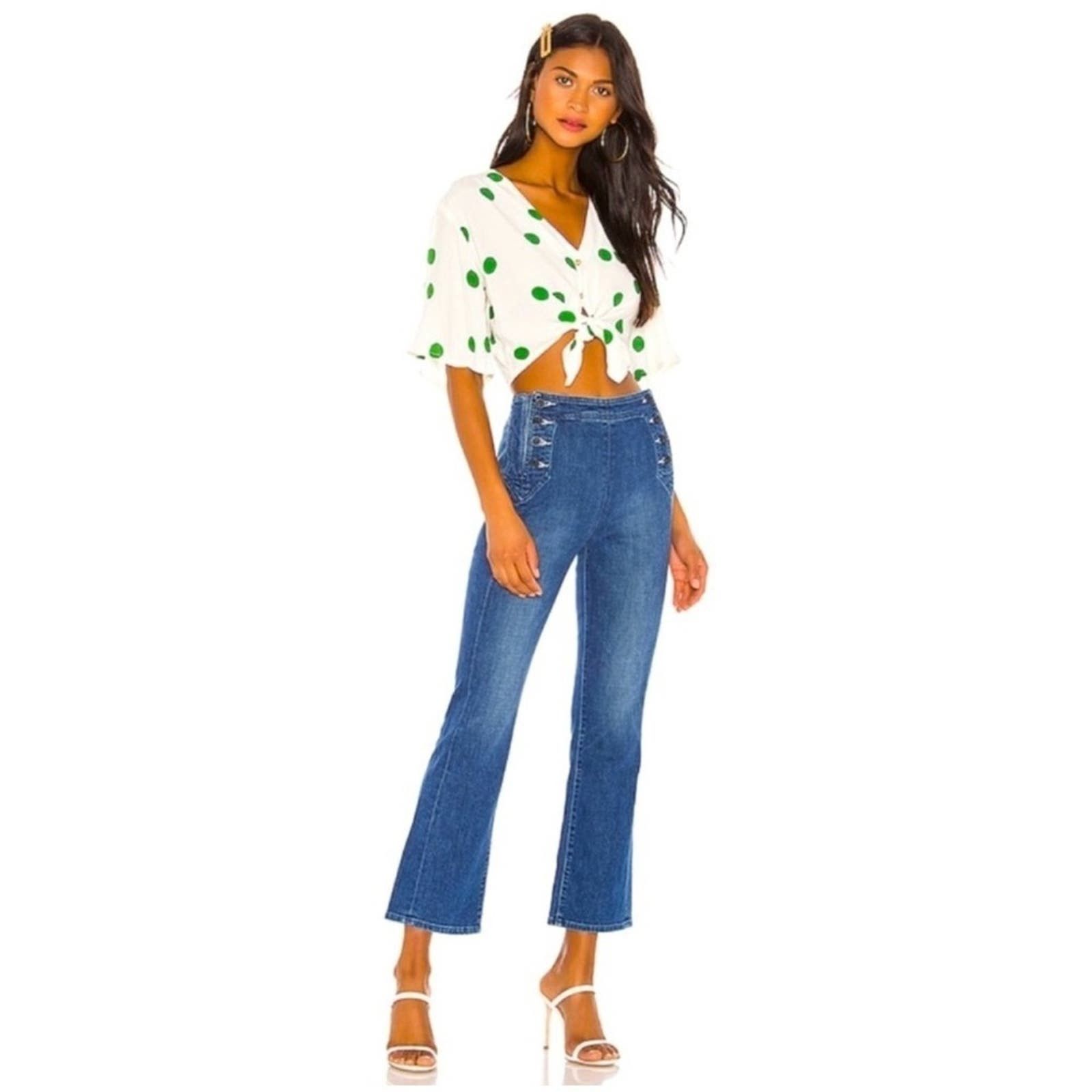 image of Mother Denim Sailor Tripper Jeans in Blue, Women's (Size 26)