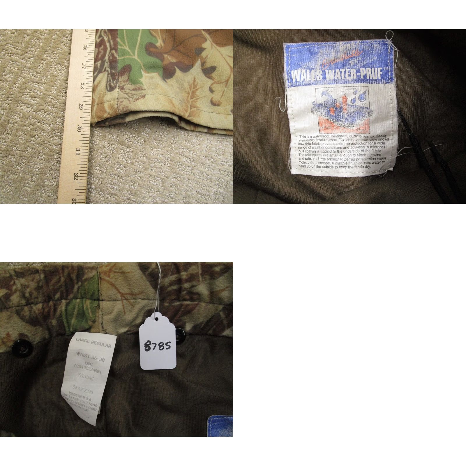 Walls VINTAGE Walls Hunting Pants Men L Brown Camouflage Nylon Polyester Waterproof Windbreaker, Logo, 90s Size US 33 - 8 Thumbnail