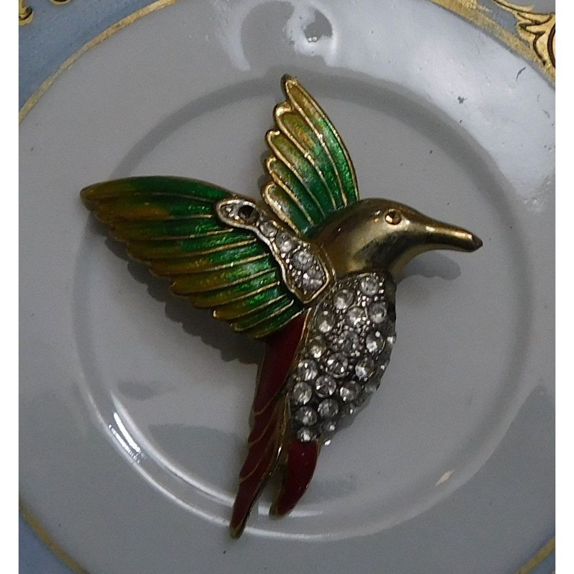 Other Vintage Humming Bird Brooch With Rhinestones And Enamel Size ONE SIZE - 4 Thumbnail