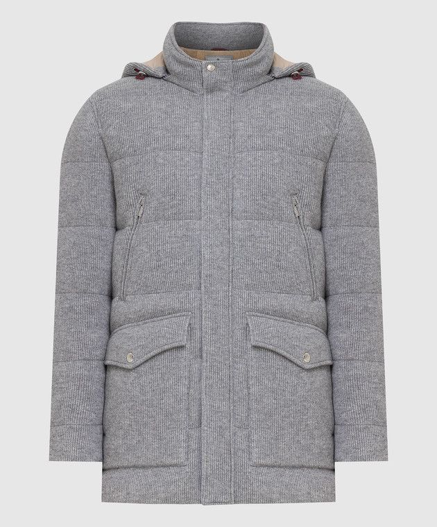Brunello Cucinelli o1w1db10226 Cashmere Corduroy Down Jacket in Light Grey Size US M / EU 48-50 / 2 - 1 Thumbnail
