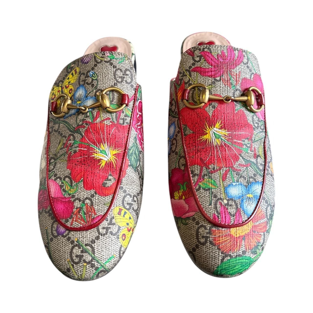 Gucci GUCCI Princetown GG Horsebit Flora Loafer Mule EU 36.5 US 6. Size US 6.5 / IT 36.5 - 2 Thumbnail
