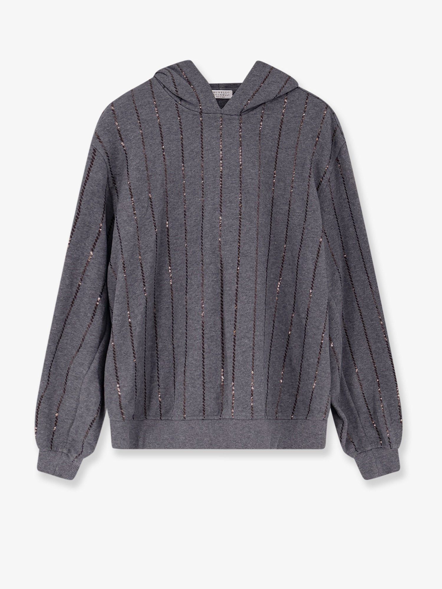 Brunello Cucinelli Dazzling Chalk Stripe Embroidery Cotton Sweatshirt Size M / US 6-8 / IT 42-44 - 1 Thumbnail
