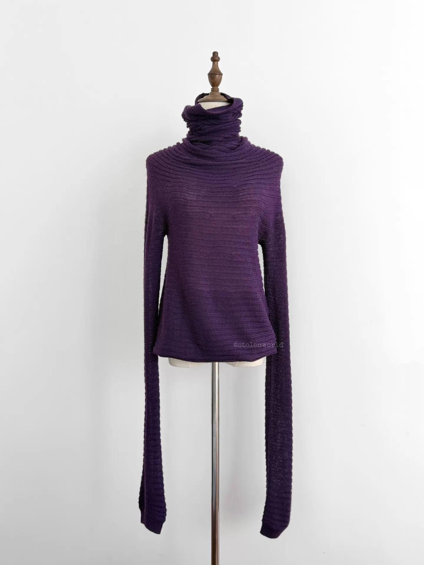 Y's Y's Grape Purple Stacked Neck/Cuff Knit Sweater Size 2 Size XS / US 0-2 / IT 36-38 - 1 Thumbnail