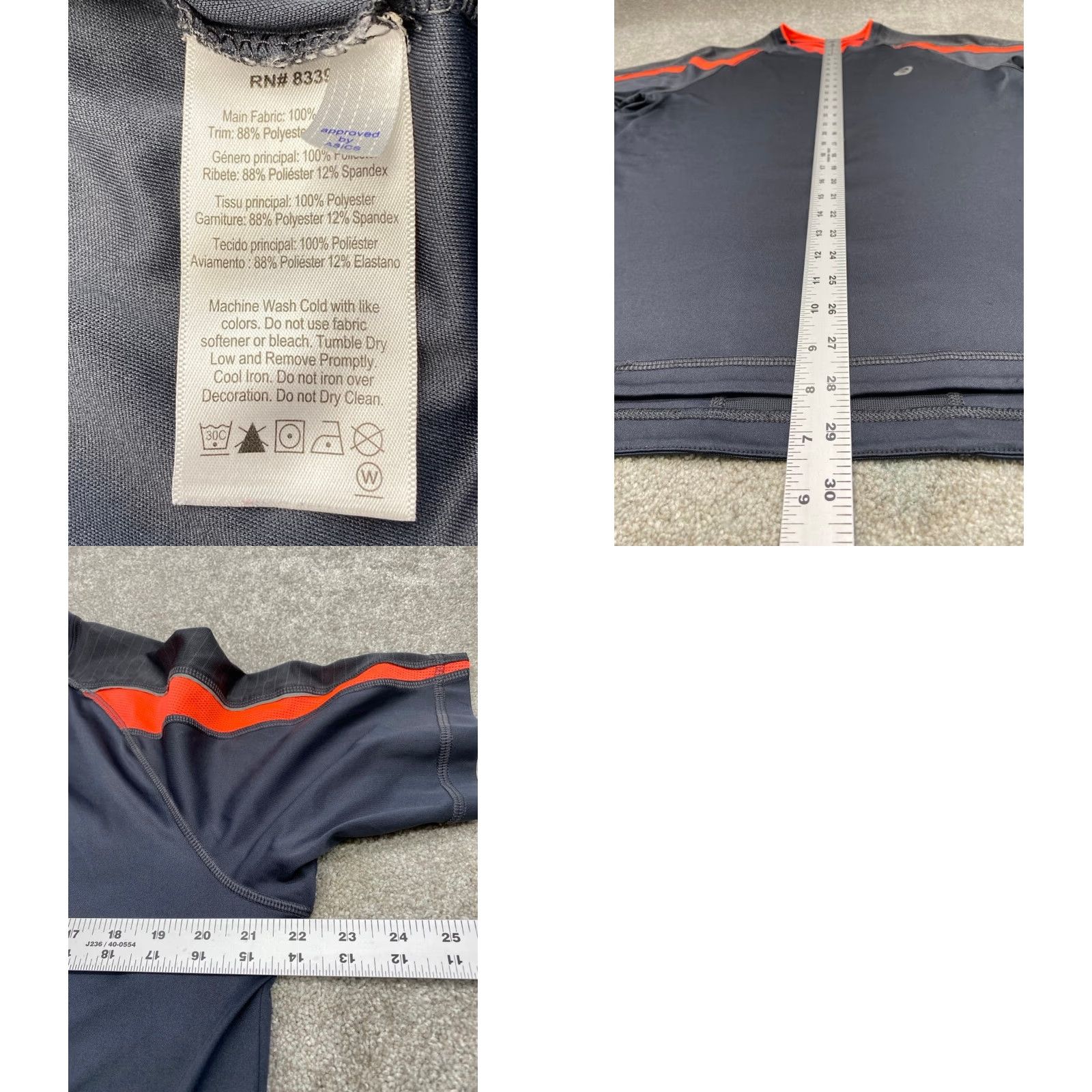 Asics ASICS Running Shirt Men’s Large Short Sleeve Gray Orange Lightweight 6006 Size US L / EU 52-54 / 3 - 8 Thumbnail