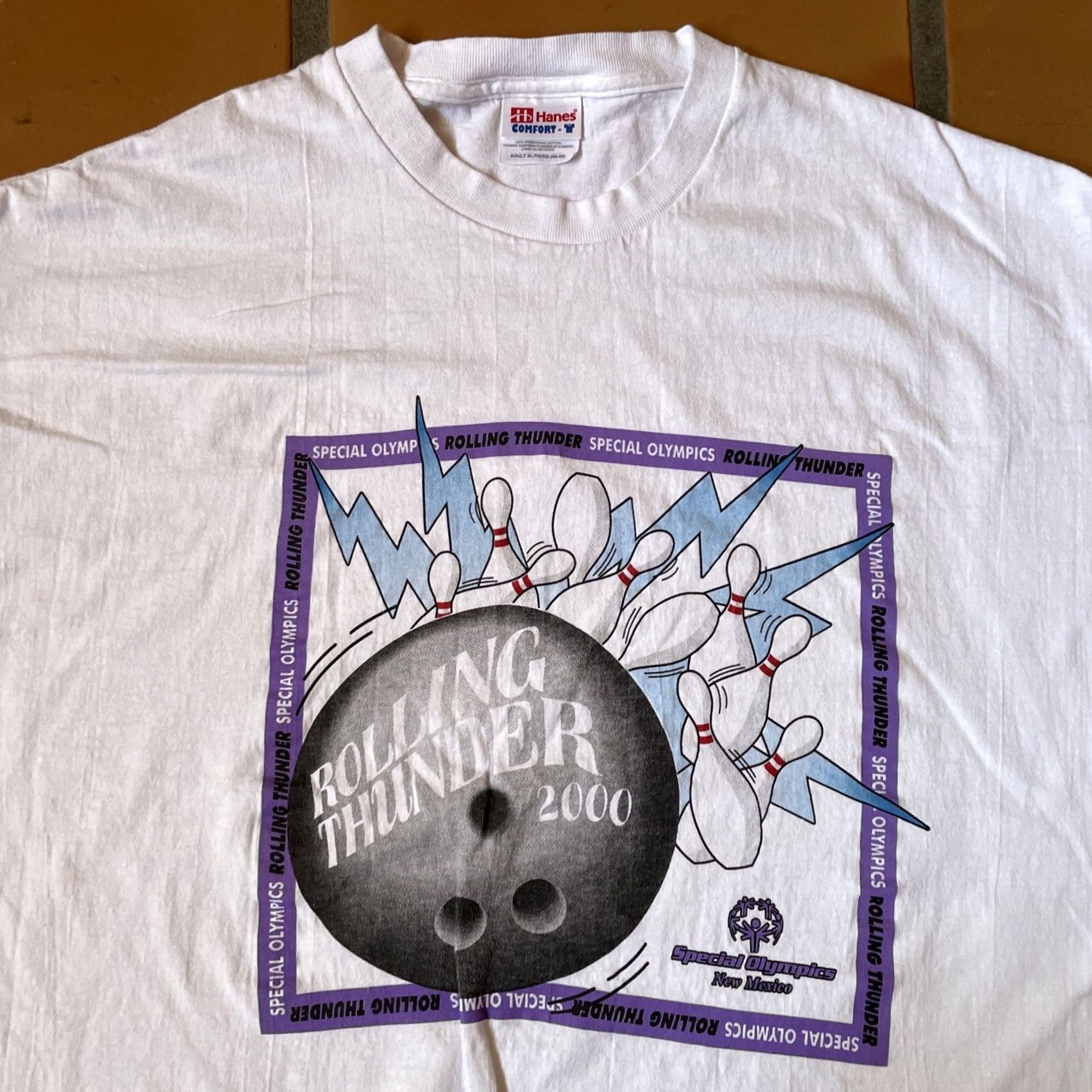 Hanes VINTAGE Hanes Mens XL White T-Shirt Rolling Thunder 2000 Y2K NM Special Olympics Shirt Mens White T-Shirt Hanes XL Size US XL / EU 56 / 4 - 2 Thumbnail