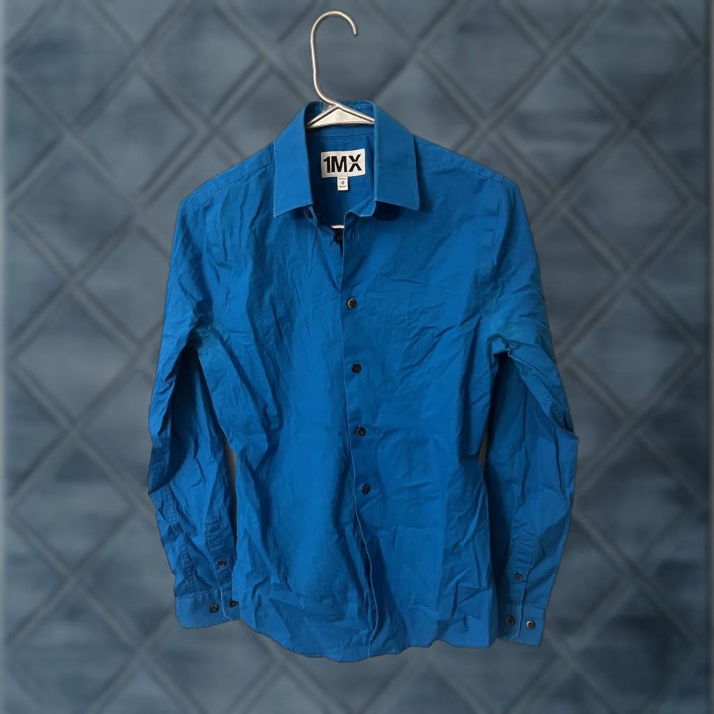 Express Express Dress Shirt Mens XS Extra-Slim Solid Blue Size 34R - 1 Thumbnail