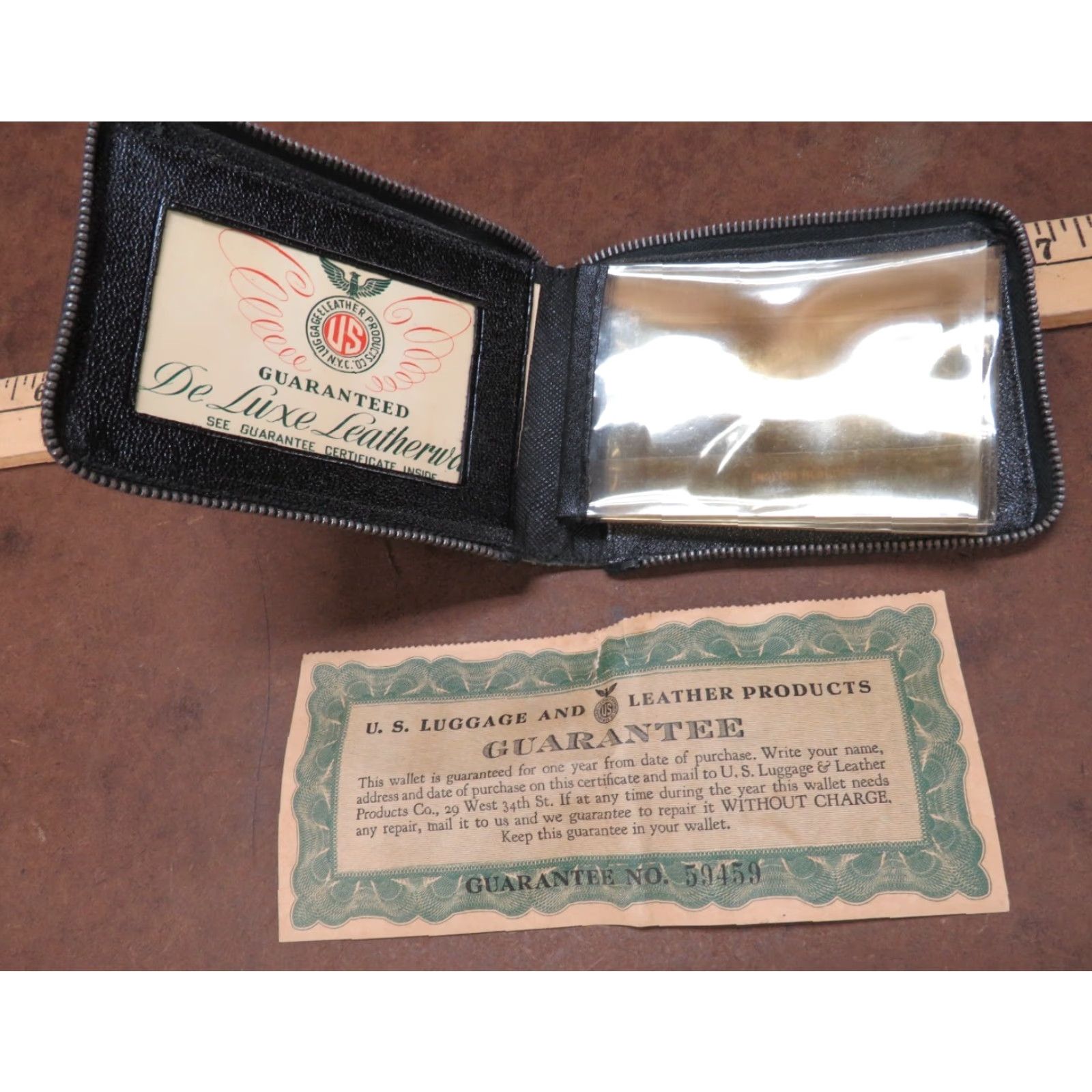 Vintage VINTAGE US Luggage and Leather Prod English Morocco Wallet Bifold Leather Zipper Men Black Size ONE SIZE - 2 Thumbnail