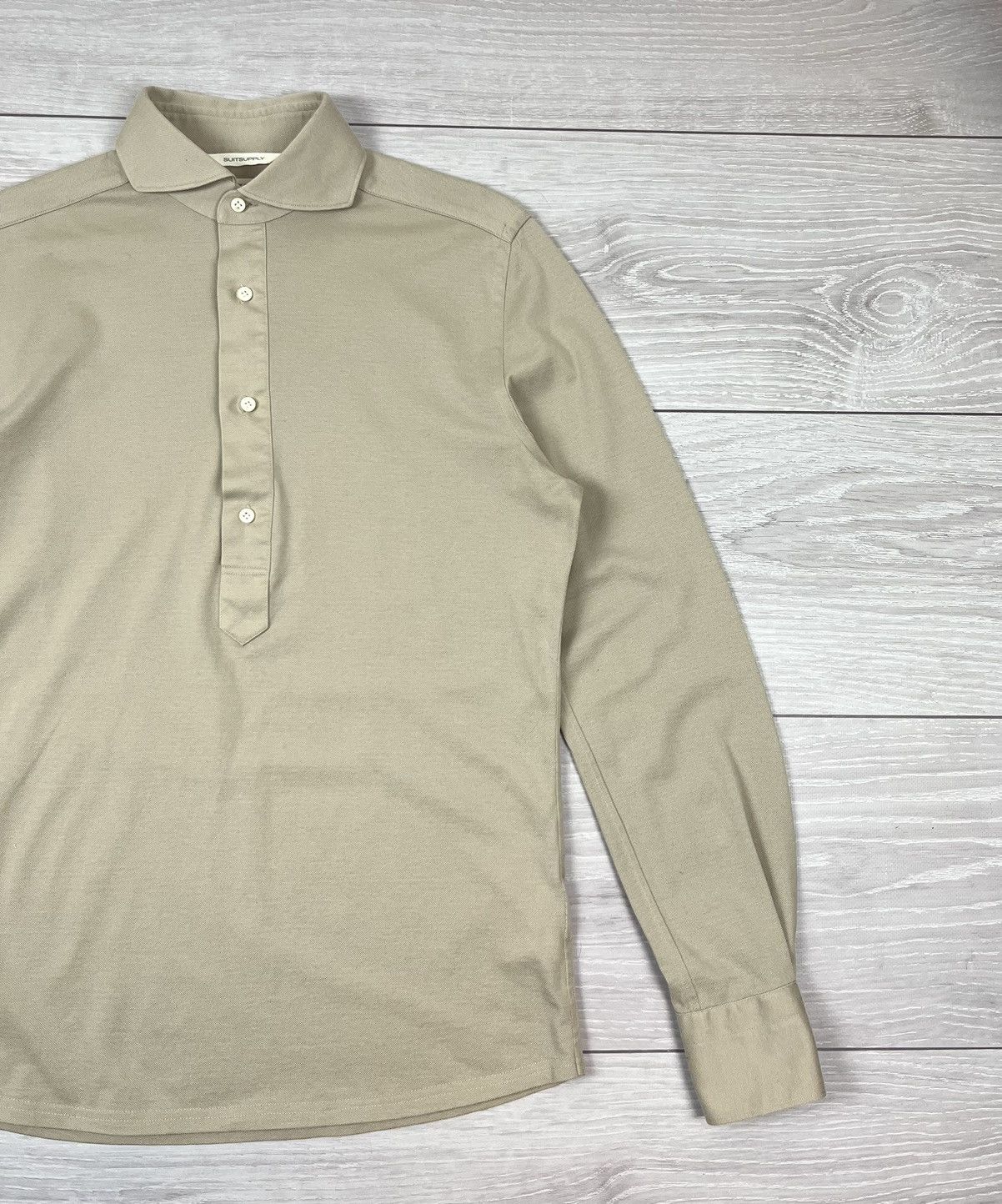 Suitsupply Suitsupply Beige Cotton 1/4 Button Shirt M Size US M / EU 48-50 / 2 - 3 Thumbnail