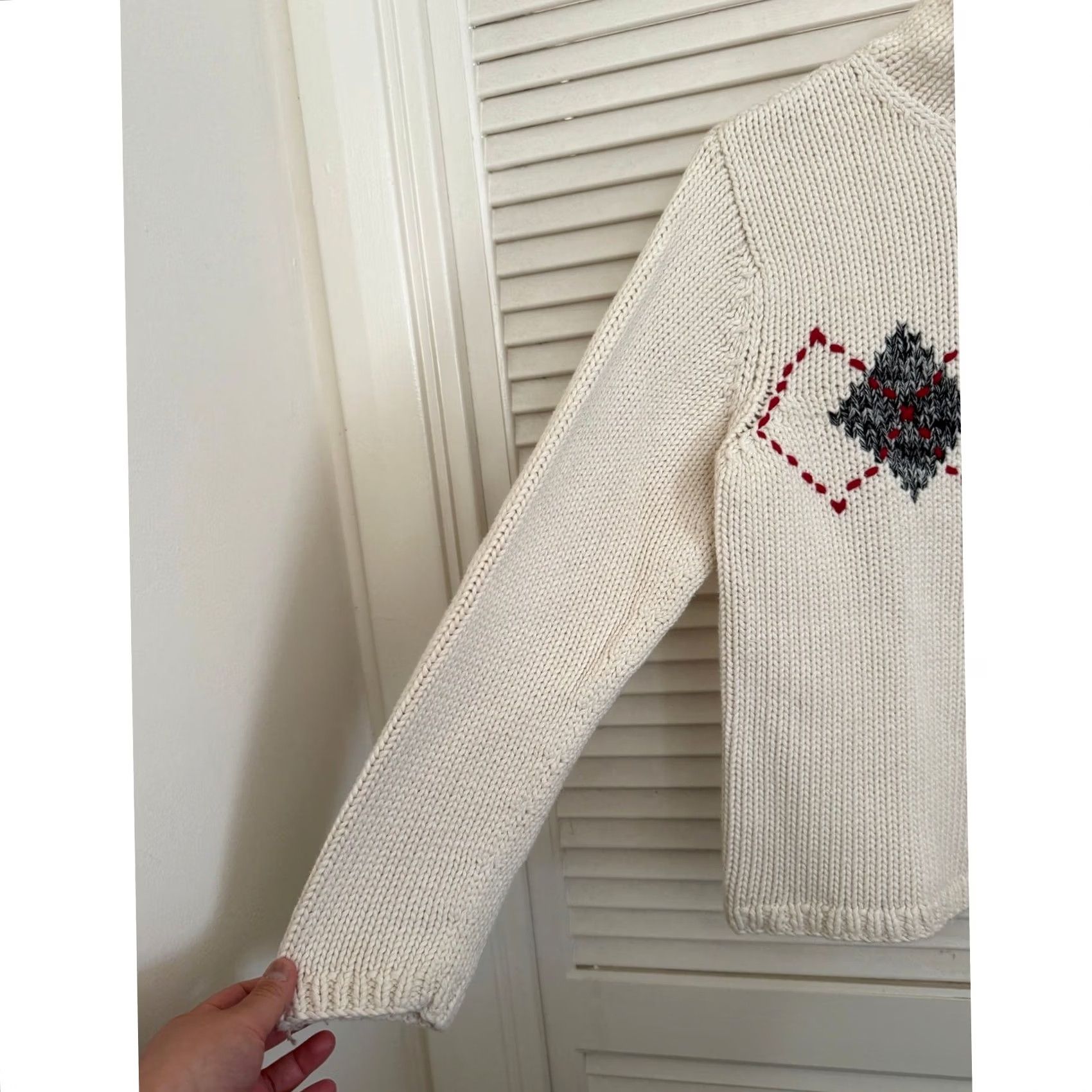 Talbots VINTAGE Talbots Sweater Diamond Argyle Mock Neck Pullover Boxy Hand Knit Beige Medium Petite Womens M Size M / US 6-8 / IT 42-44 - 4 Thumbnail