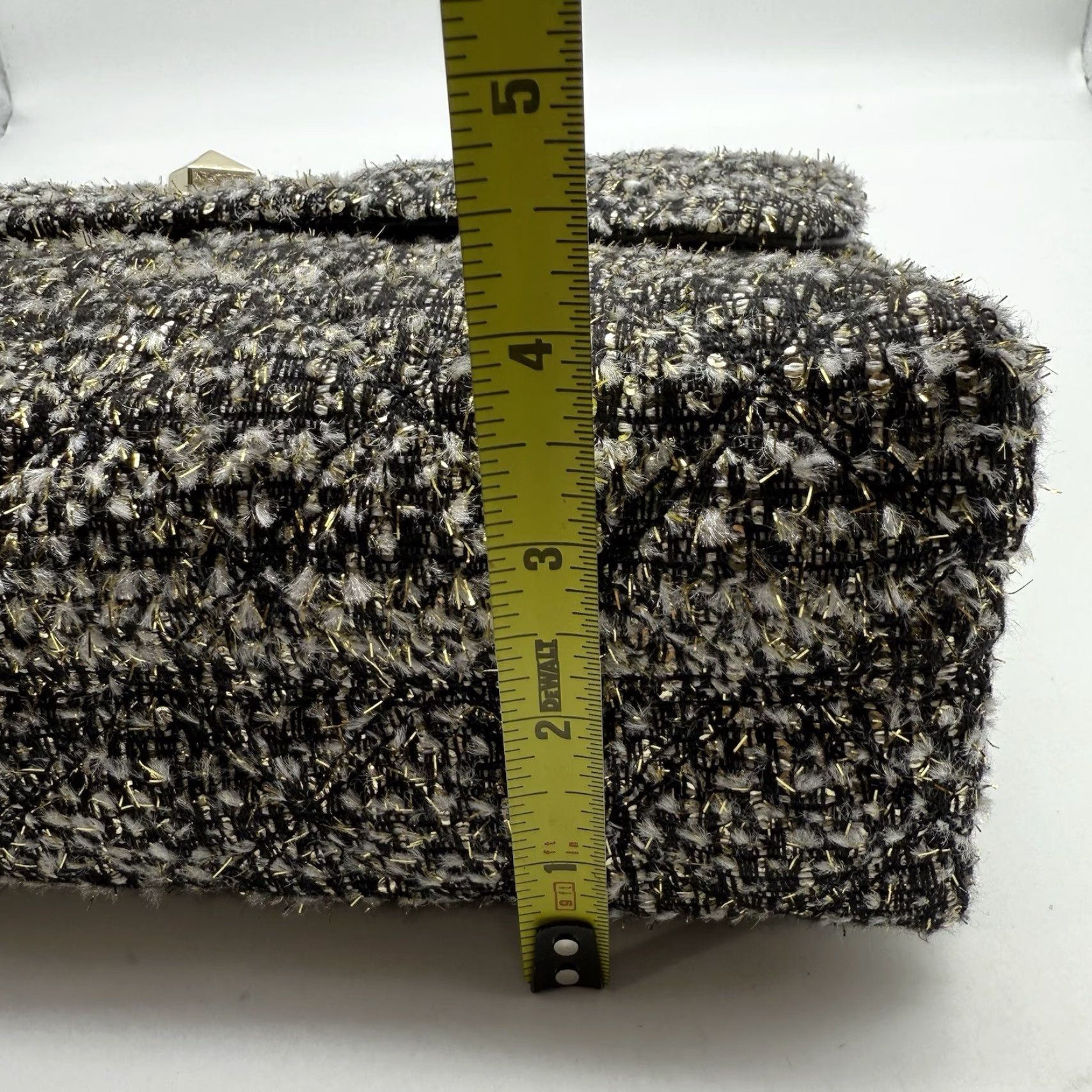 Vintage kate spade new york Natalia Gray Tweed Shoulder Bag Purse Chain Turn Lock Small Gray Geometric Designer Women Size ONE SIZE - 2 Thumbnail