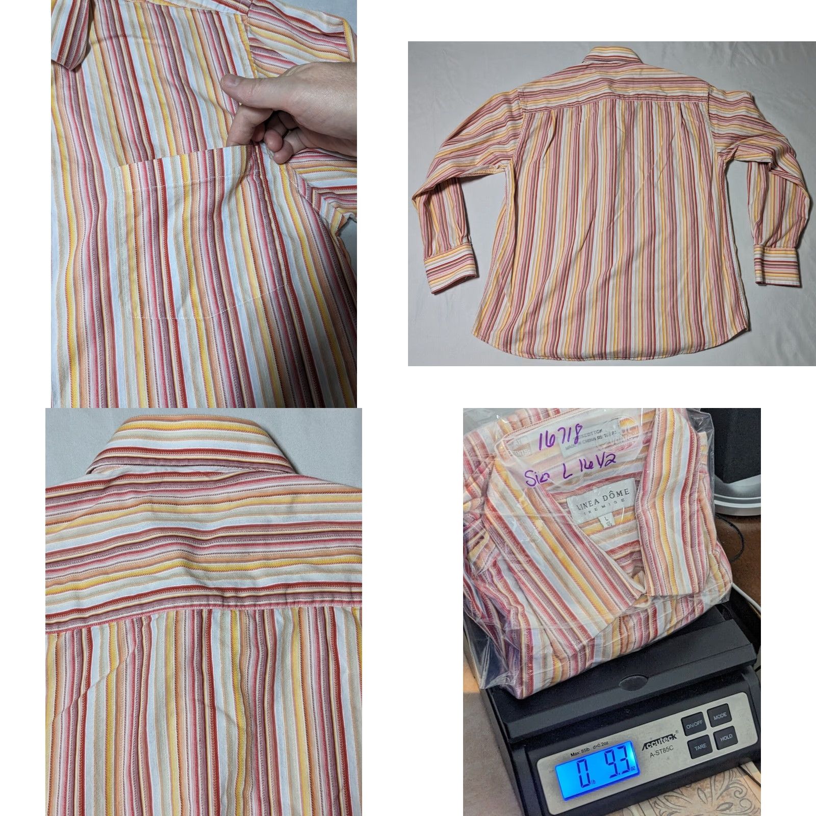 Vintage LINEA DOME CHEMISE Men Large 16 1/2 Red Orange Striped 100% Cotton Button-Up Shirt Size US L / EU 52-54 / 3 - 9 Thumbnail