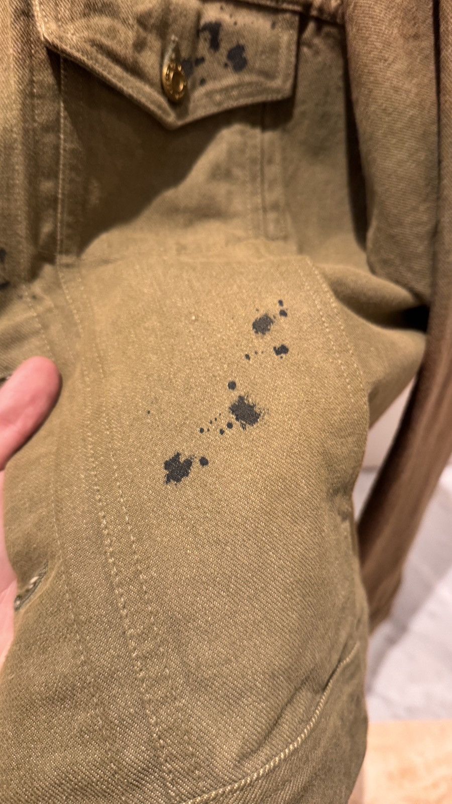 Fear of God Fog Green denim paint jacket Size US M / EU 48-50 / 2 - 4 Thumbnail
