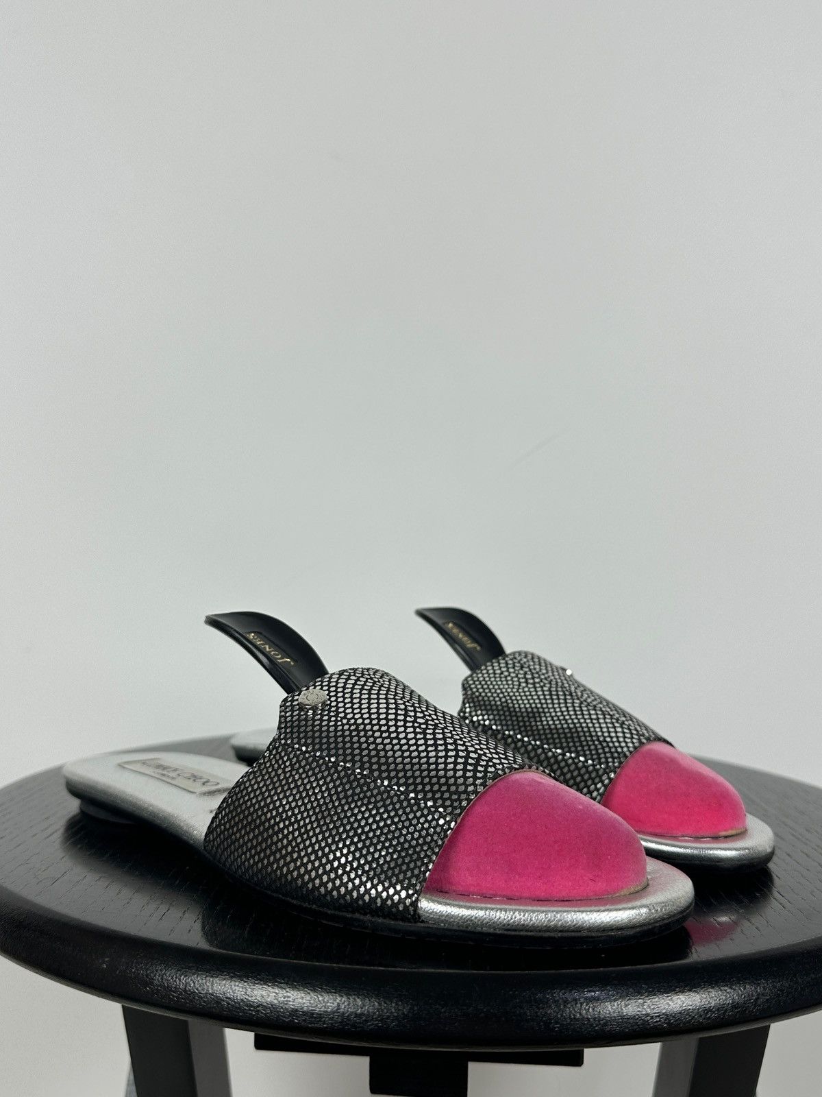 Jimmy Choo Jimmy Choo Metallic Black Snake Leather Slides Sandals Size US 6 / IT 36 - 6 Thumbnail