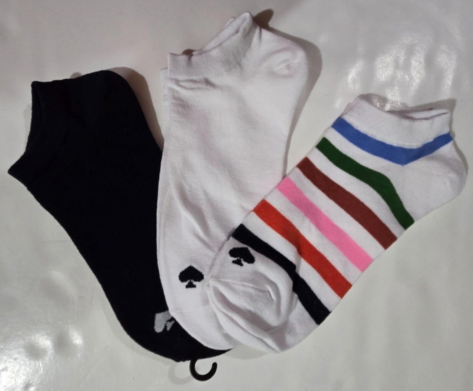 Designer Kate Spade No Show Socks Multi Striped Solid 3 pack NWT Size ONE SIZE - 2 Thumbnail