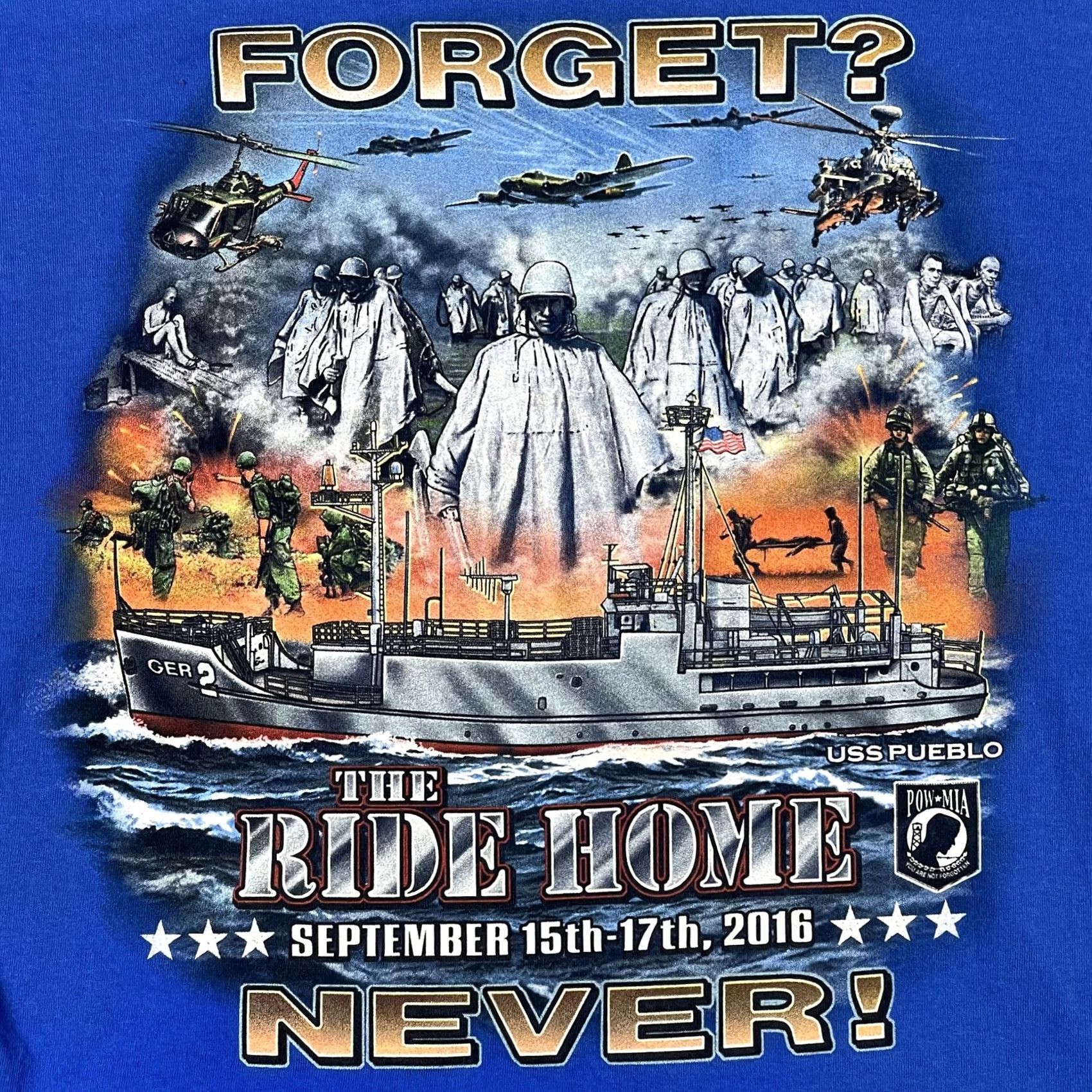 Gildan The Ride Home Shirt Mens 2XL Blue Long Sleeve POW MIA USS Pueblo Veteran 2016 Size US XXL / EU 58 / 5 - 7 Thumbnail