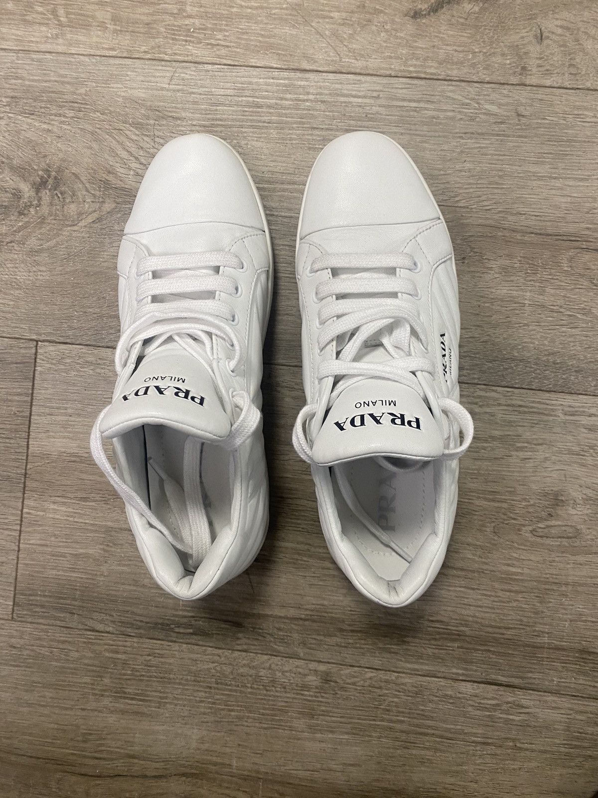 Prada Quilted Leather Sneakers in White