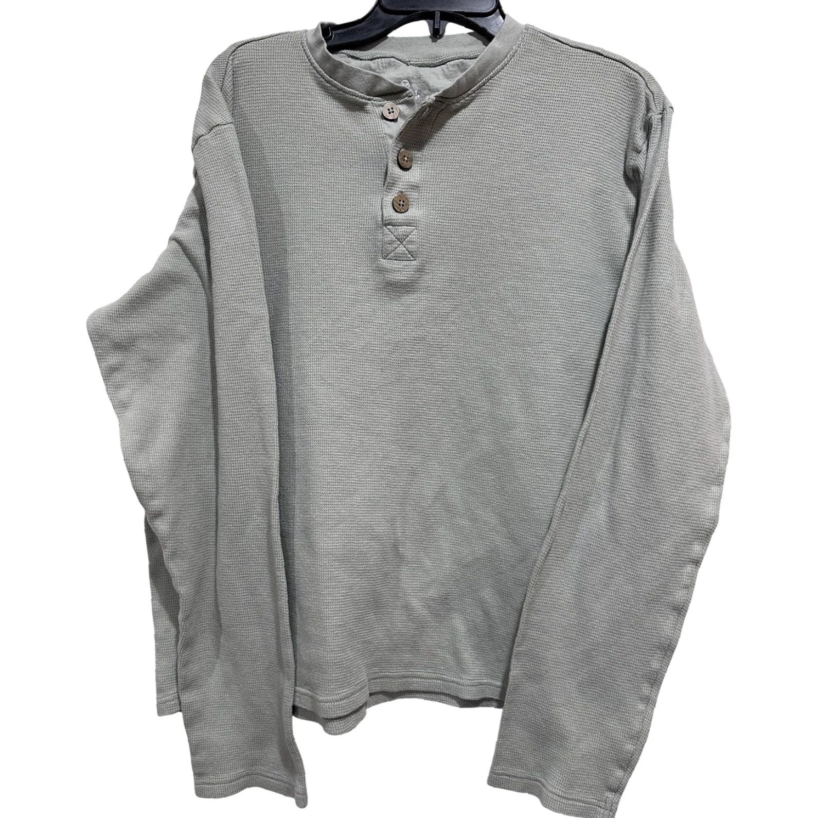 Vintage Honest Green Henley Shirt Men L Regular Knit Organic Cotton Minimalist Casual Size US L / EU 52-54 / 3 - 2 Thumbnail