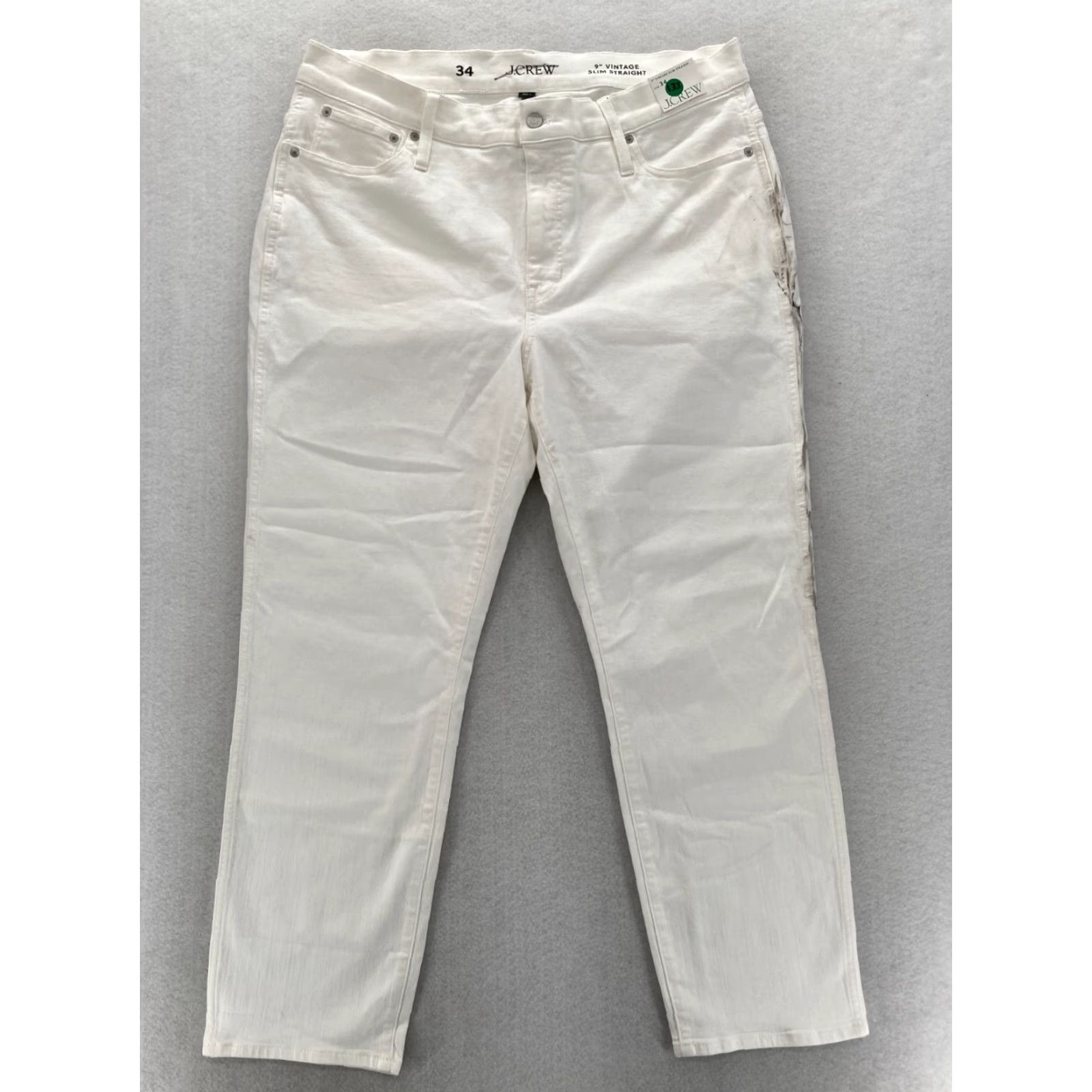 J.Crew J.CREW White Stretch Denim Slim Straight Jeans Women's Plus 34 High Rise Jeans Size 42" / US 20 - 2 Thumbnail
