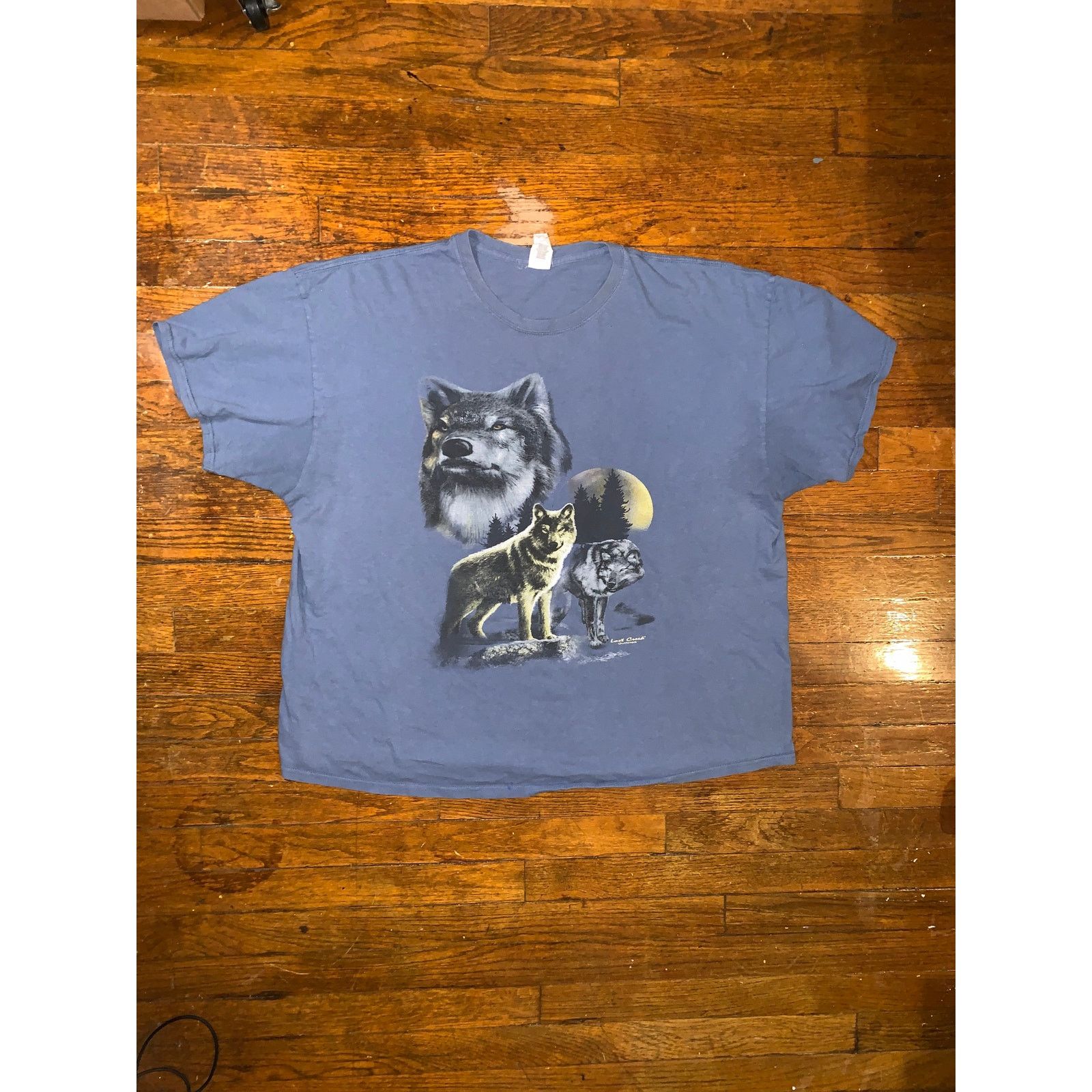 Gildan Y2K Wolf Moon T Shirt Blue 2XL Gildan Nature Wildlife Size US XXL / EU 58 / 5 - 2 Thumbnail