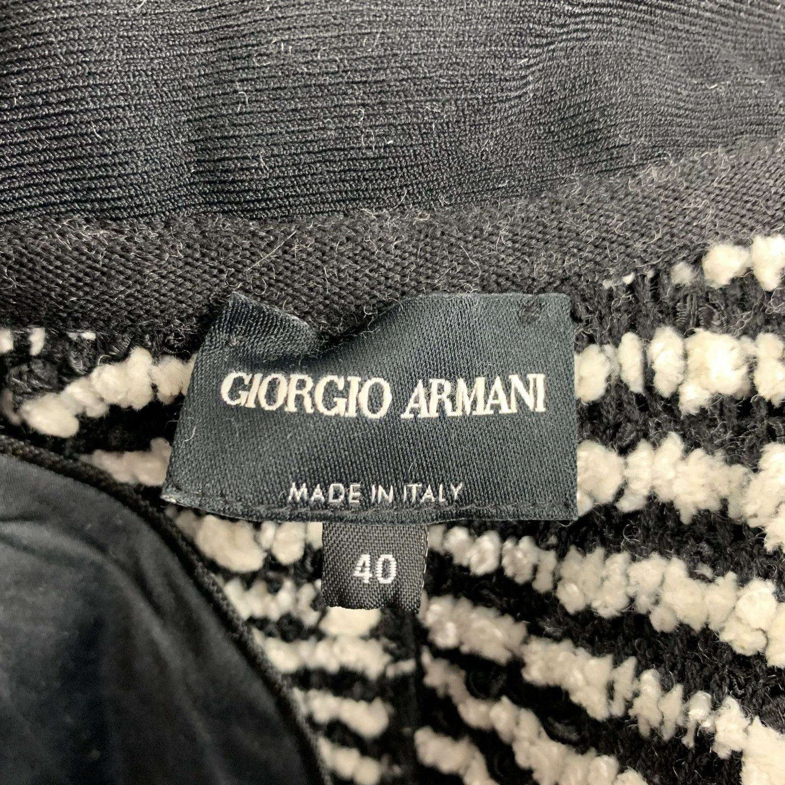 Giorgio Armani Size 4 Black White Viscose Blend Buttoned Coat Size S / US 4 / IT 40 - 4 Thumbnail