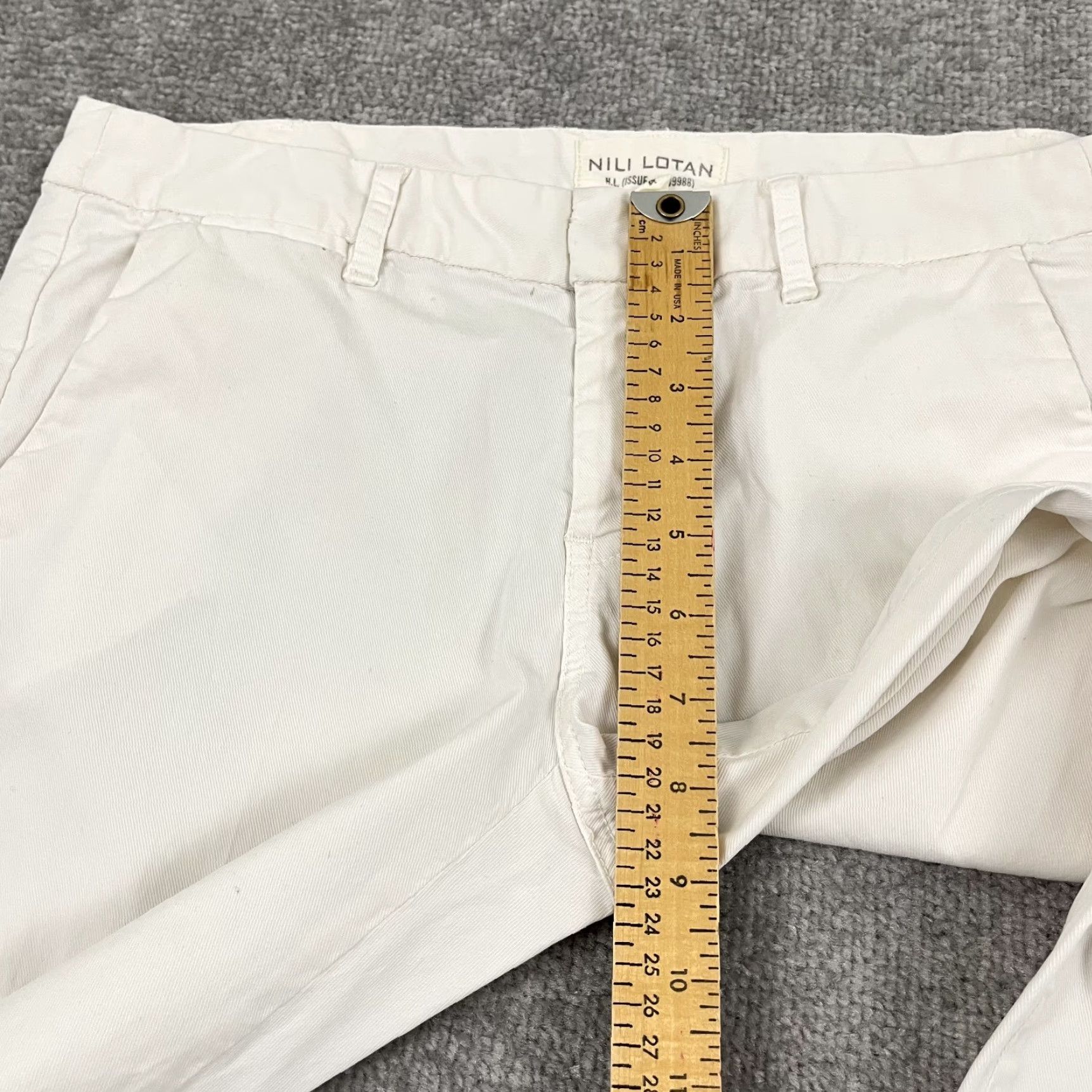 Nili Lotan Nili Lotan Pants Womens Sz 4 30 x 26 White Tapered Raw Hem Mid Rise Minimalist Size 27" / US 4 / IT 40 - 6 Thumbnail