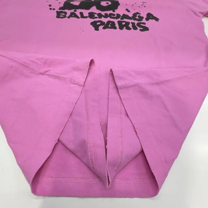 Balenciaga Balenciaga Pink Hand Drawn Logo T-Shirt 0079-2507 Size M / US 6-8 / IT 42-44 - 6 Thumbnail