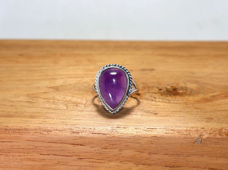 Handmade Amethyst Ring, Handmade 925 Sterling Silver Promise Ring Size ONE SIZE - 3 Thumbnail