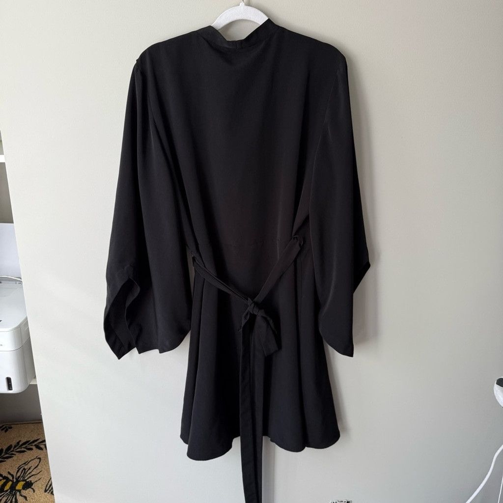 Halston Heritage Halston Heritage Black Midi Dress with Classic Wrap Design Size L / US 10 / IT 46 - 3 Thumbnail