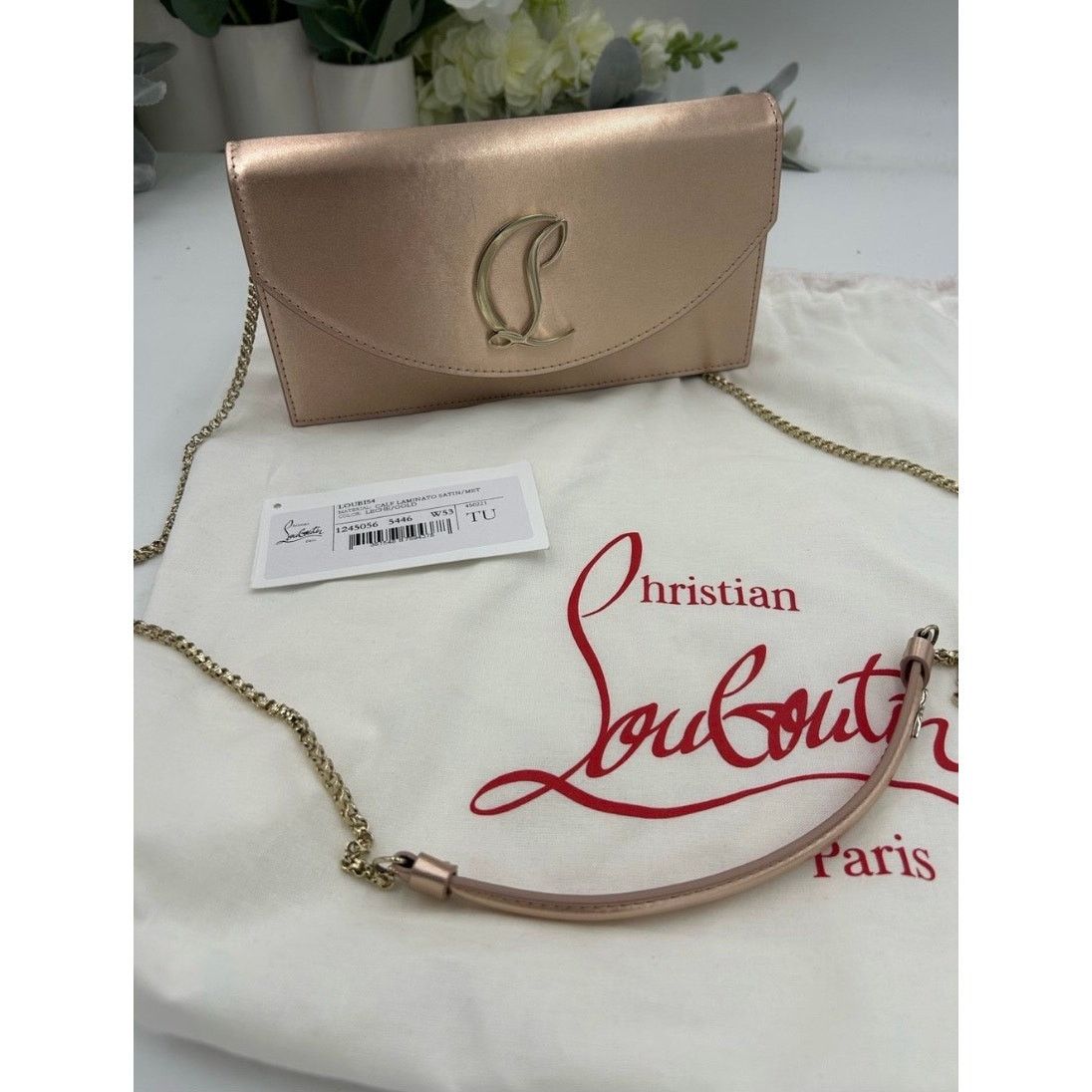 Christian Louboutin Women's Christian Louboutin LOUBI 54 clutch in gold satin Size ONE SIZE - 2 Thumbnail