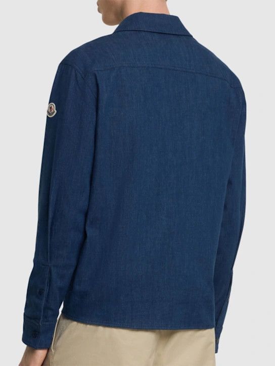 Moncler o1lsvrm0425 Cotton Blend Denim Zip-Up Shirt in Blue Size US M / EU 48-50 / 2 - 3 Thumbnail