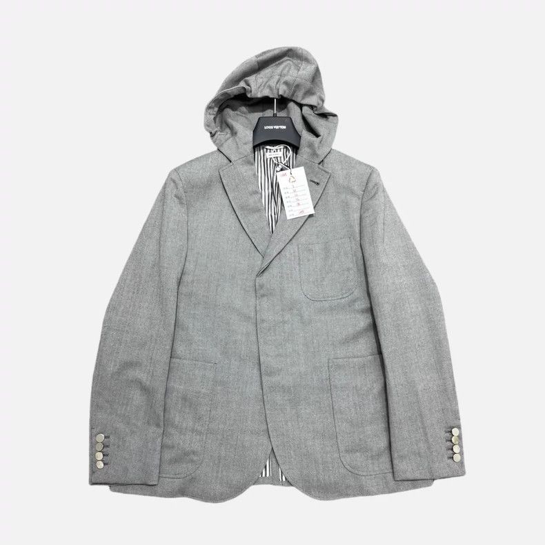 Gray Hooded Suit Jacket by Thom Browne-dmc