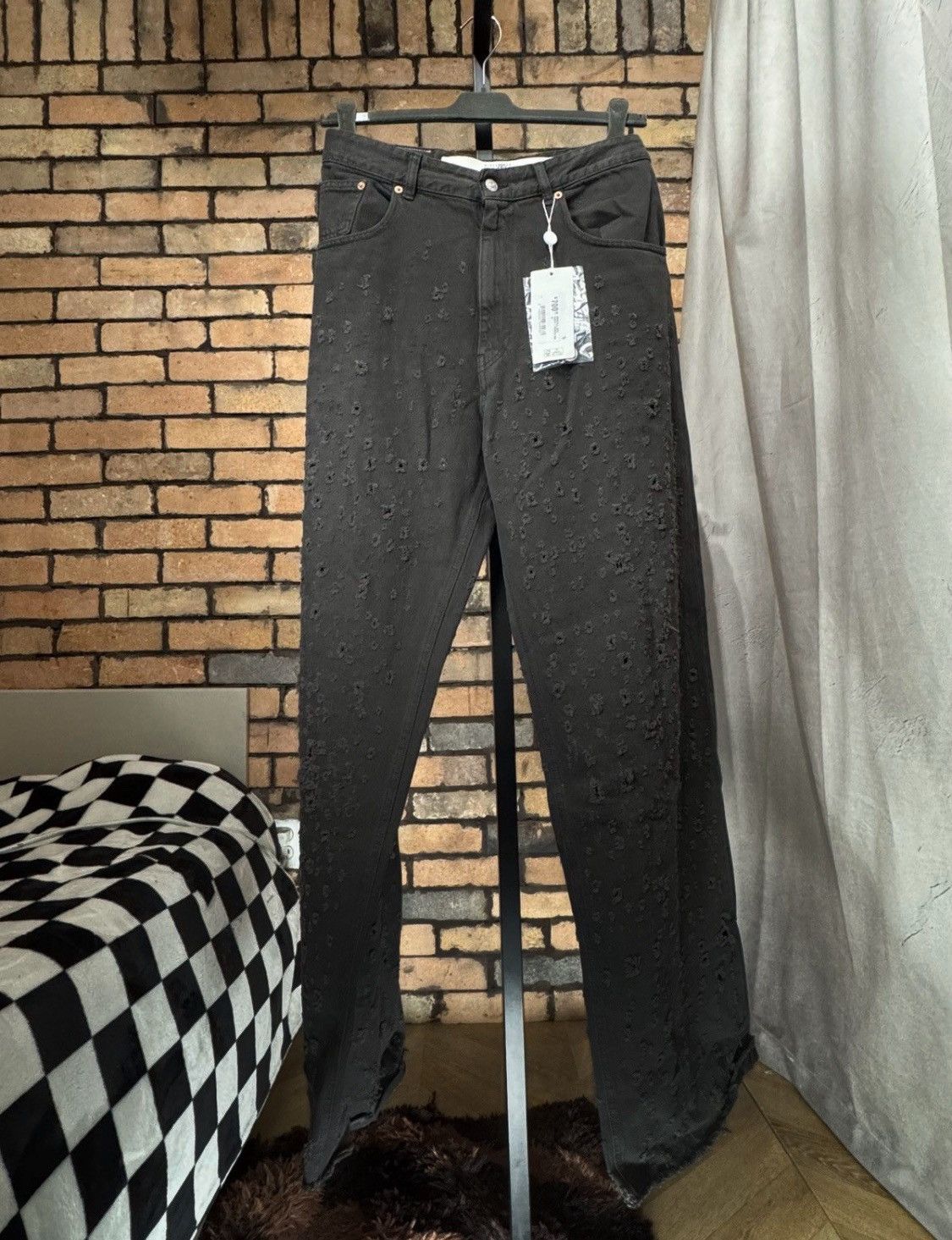 Maison Margiela MM6 MEN LASER DISTRESSED RAW HEM HOLES JEANS Size US 32 / EU 48 - 1 Thumbnail