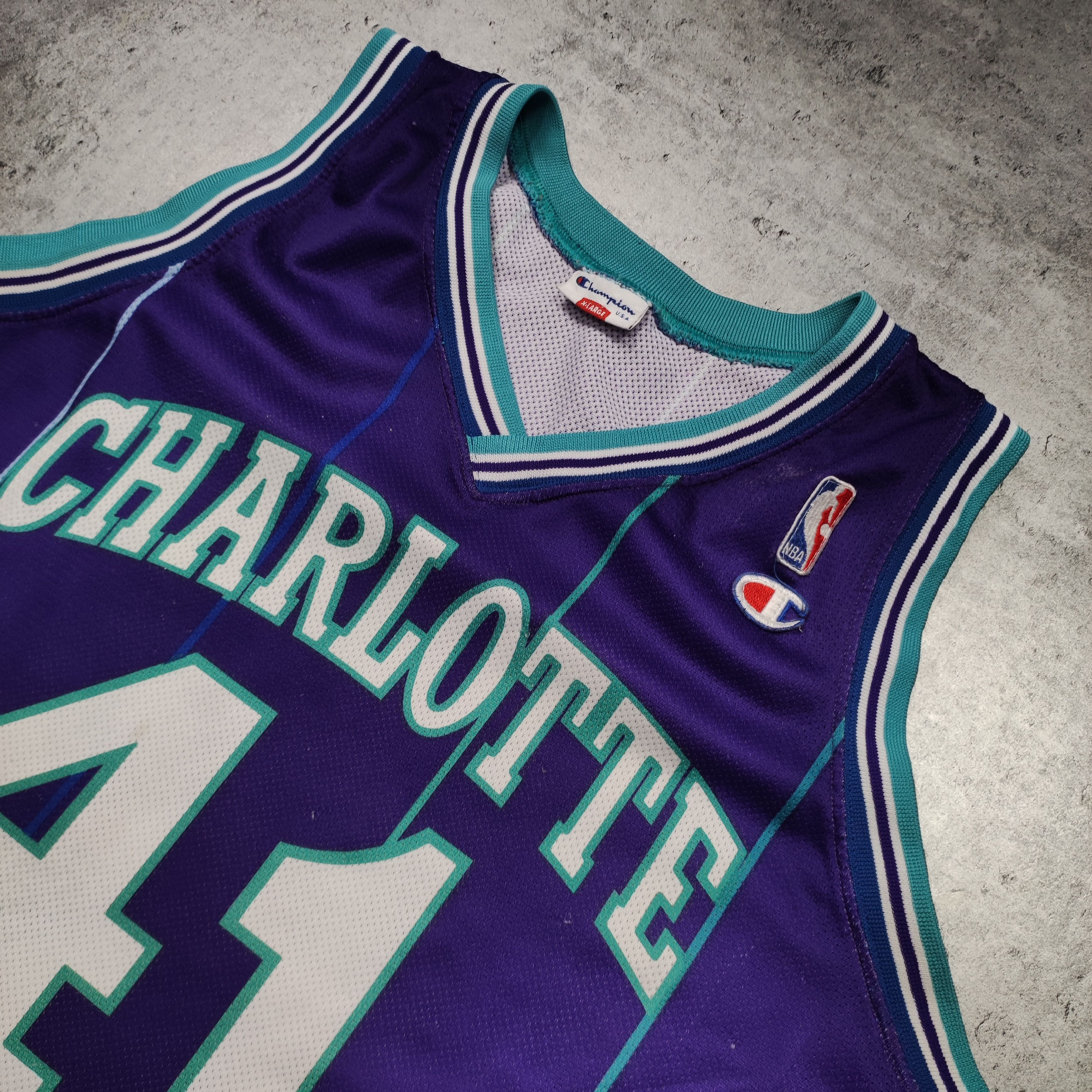 Vintage NBA Charlotte Hornets 41 Rice Shorts Jersey Set