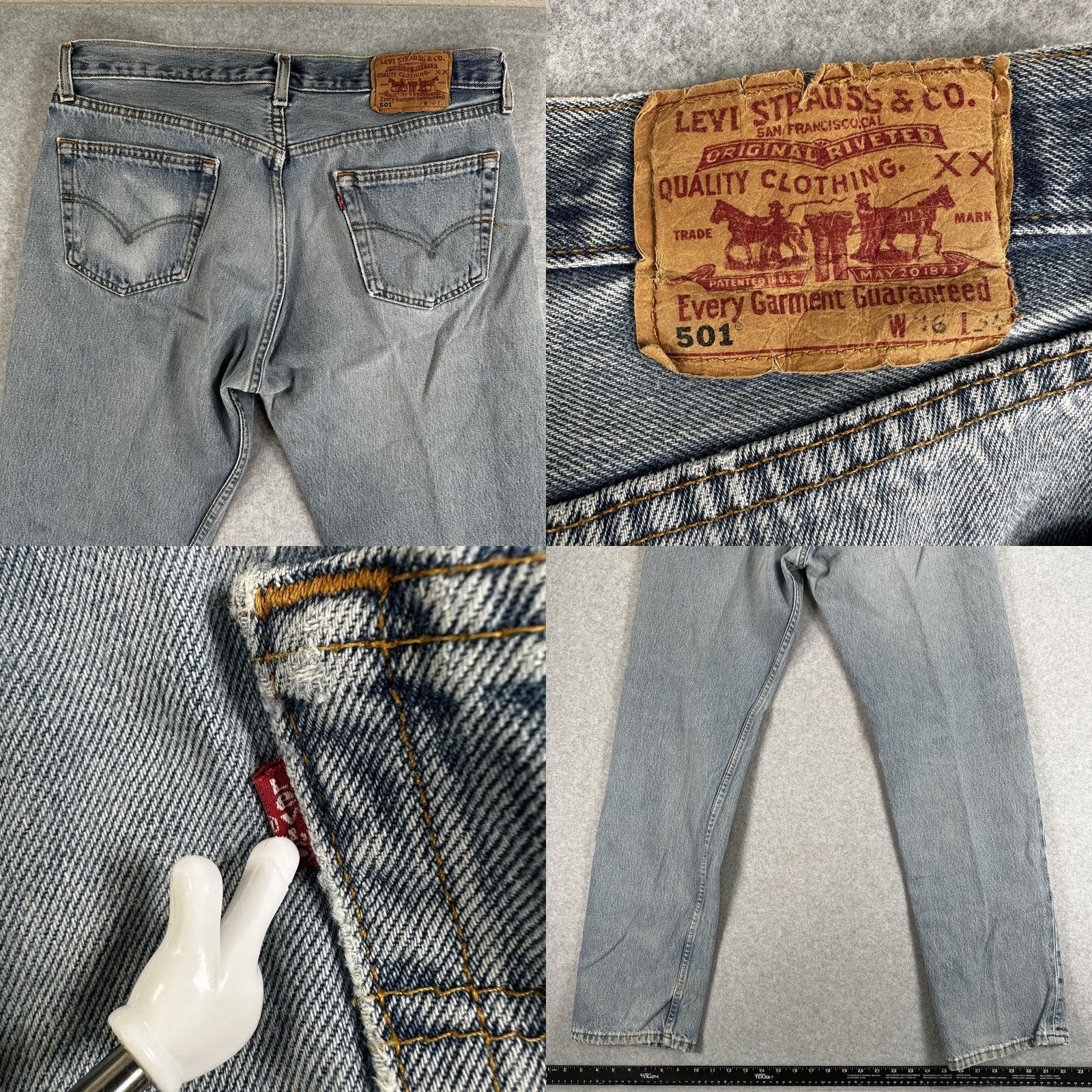 Levi's VINTAGE Levi's 501 Jeans Mens 36x31 Blue Stonewash Straight Button Fly 90s Mens Size US 36 / EU 52 - 8 Thumbnail