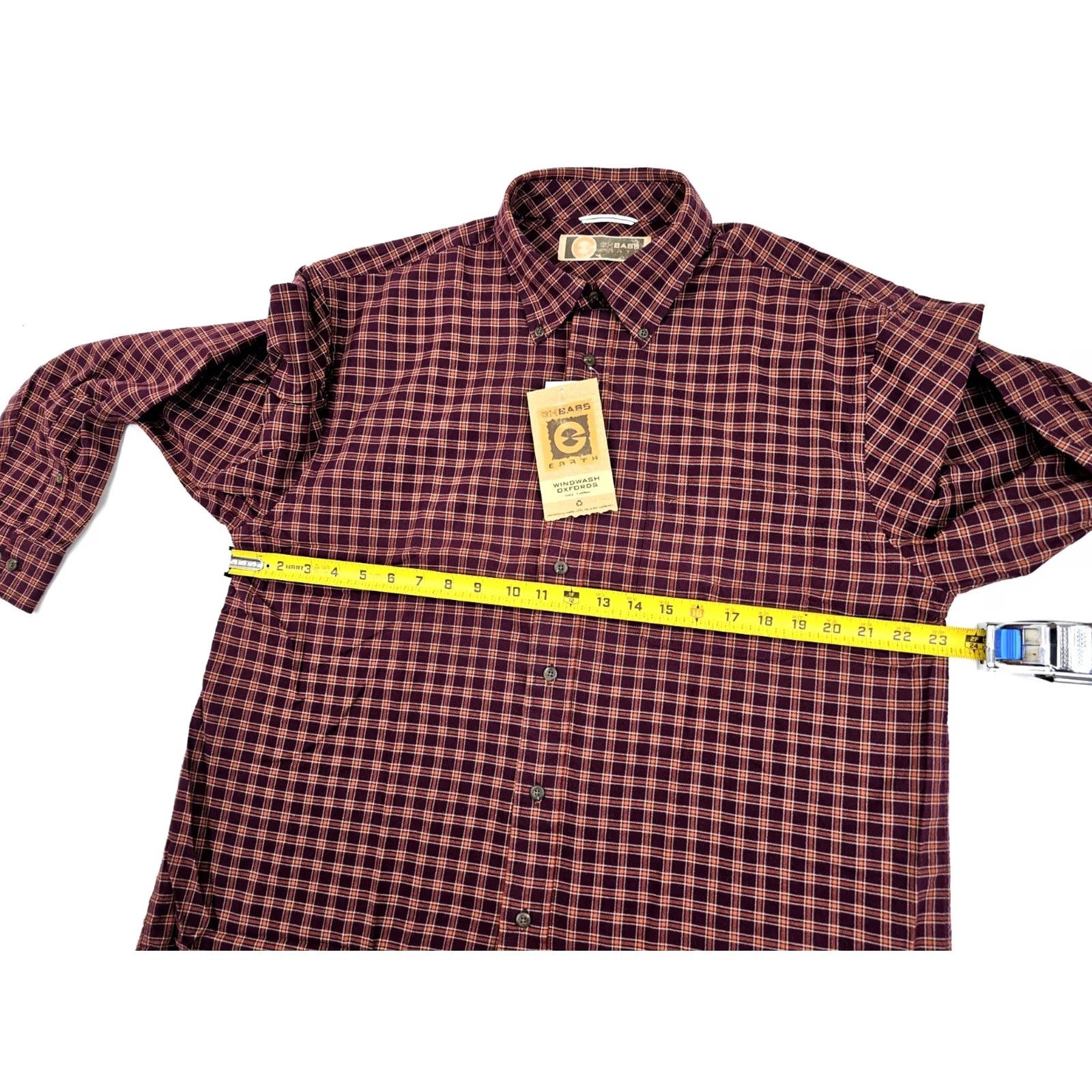Vintage GH Bass Earth Wash Oxford Cotton Flannel Shirt Men L Burgundy Orange NWT Windwash Oxford Plaid Button-Down Size US L / EU 52-54 / 3 - 5 Thumbnail