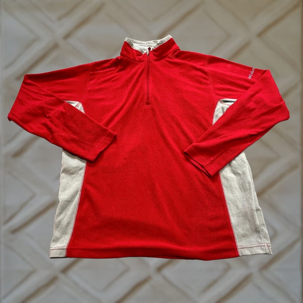 Logo 7 Columbia Jacket Mens Small Red Long Sleeve Fleece 1/4 Zip Logo Active Adult Shirt Size US S / EU 44-46 / 1 - 1 Thumbnail