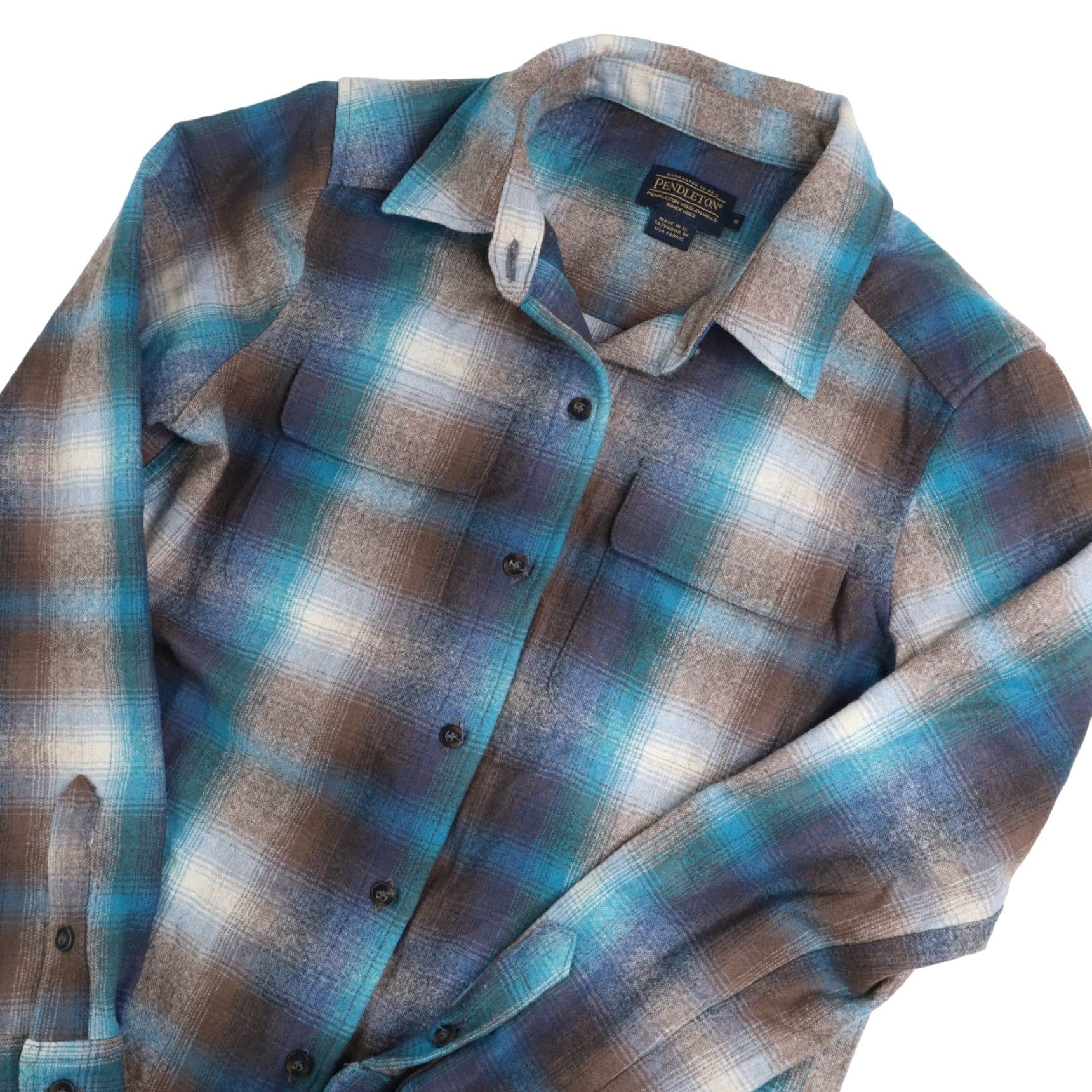 Pendleton VINTAGE Pendleton Women's Shirt Wool Flannel Button-Up Shadow Plaid Blue Small Size S / US 4 / IT 40 - 2 Thumbnail