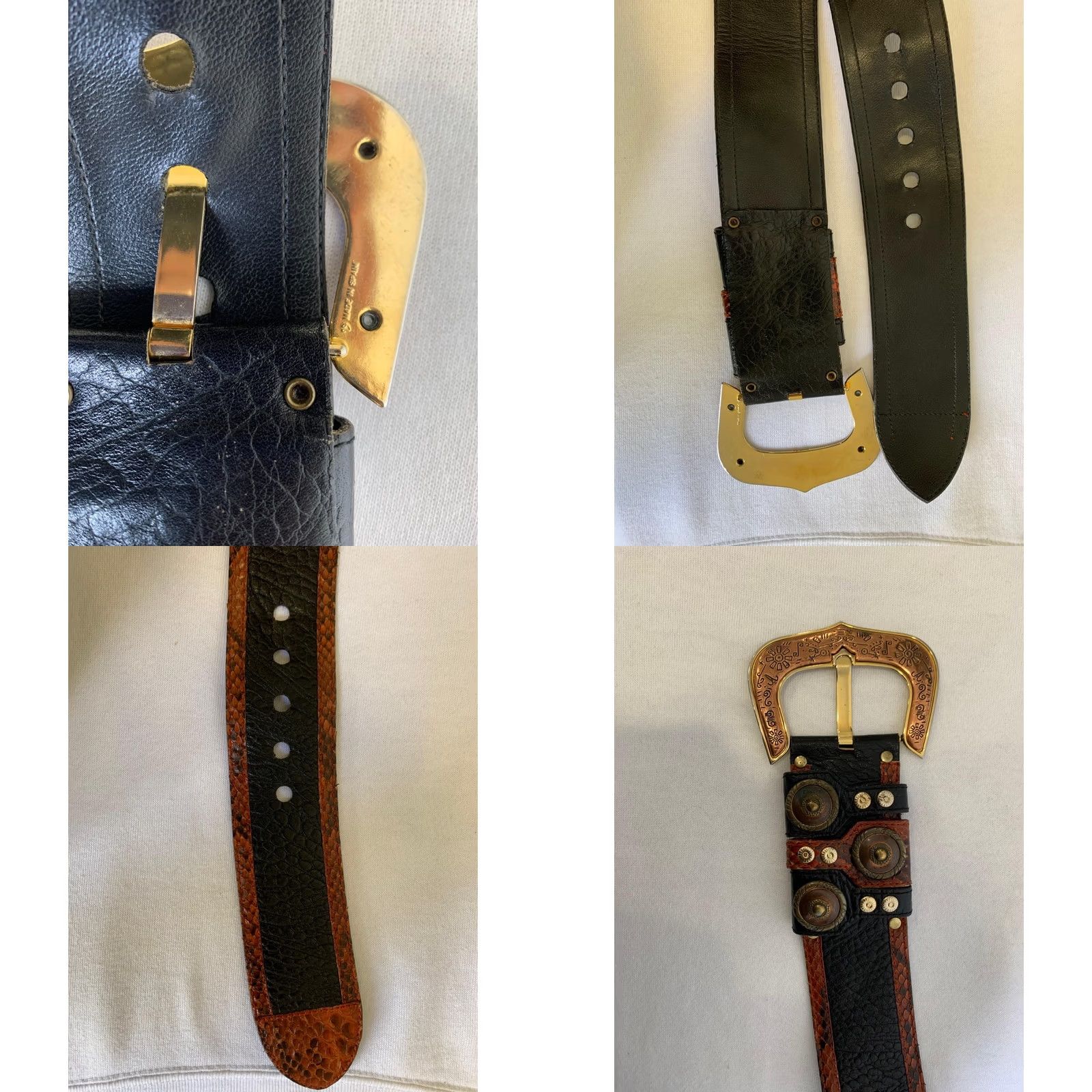 Vintage VINTAGE Werner Herbrand Belt - Black Textured Leather & Red Snakeskin 40 - Designer Belt - Women - 40 - Black - Mixed Media - Vintage Size ONE SIZE - 8 Thumbnail