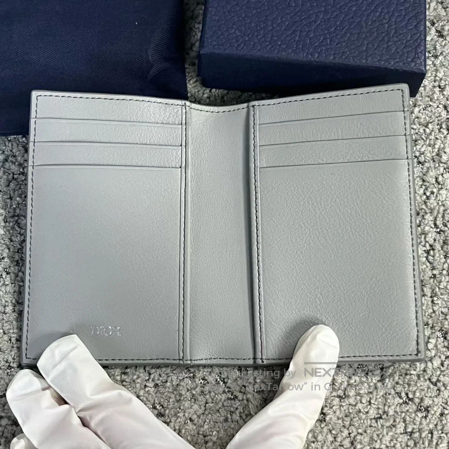 Dior Dior Gray printed double-fold card clip leather wallet| Size ONE SIZE - 4 Thumbnail